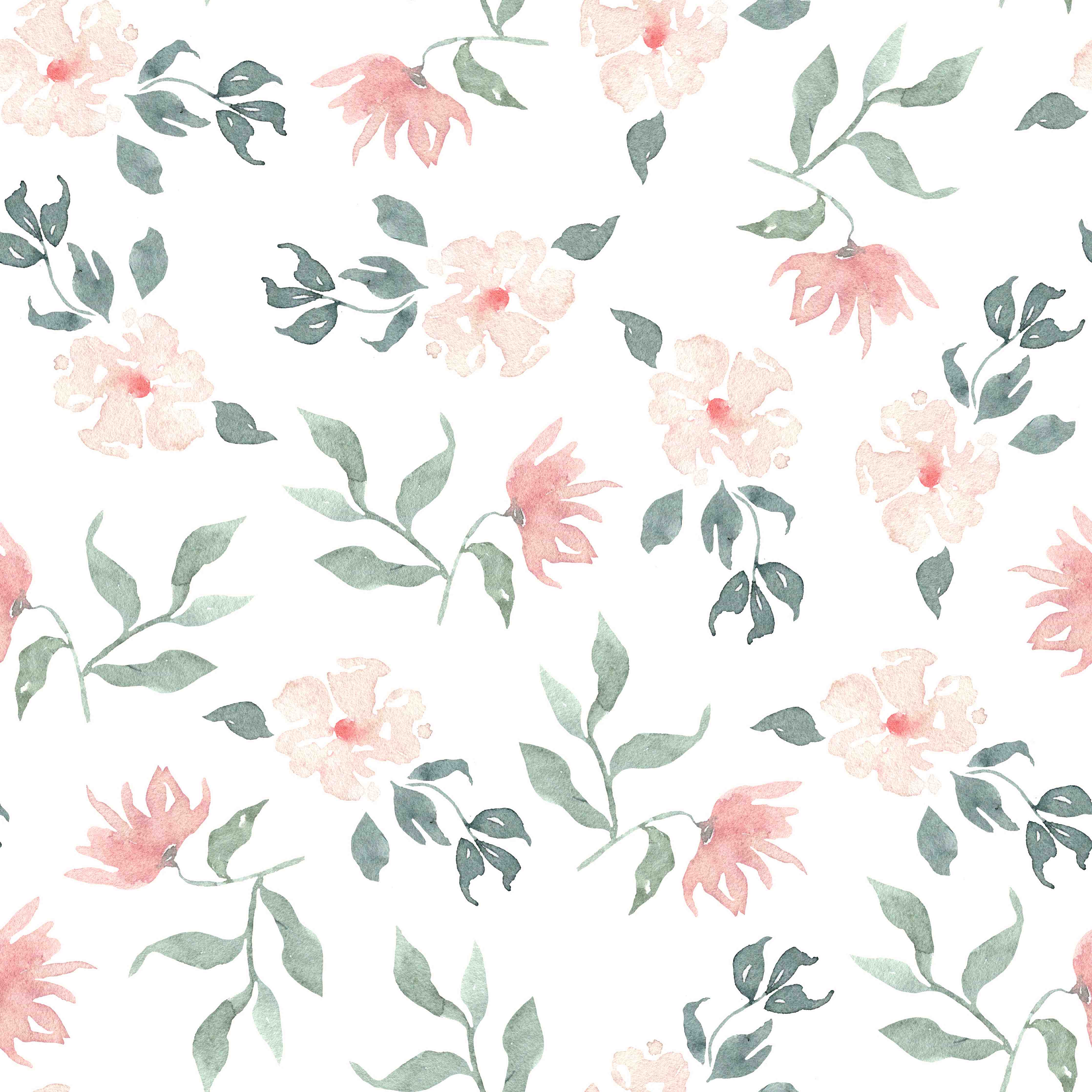 Babyzimmer Wandgestaltung-Zarte Blumen & Blätter in Pastellfarben