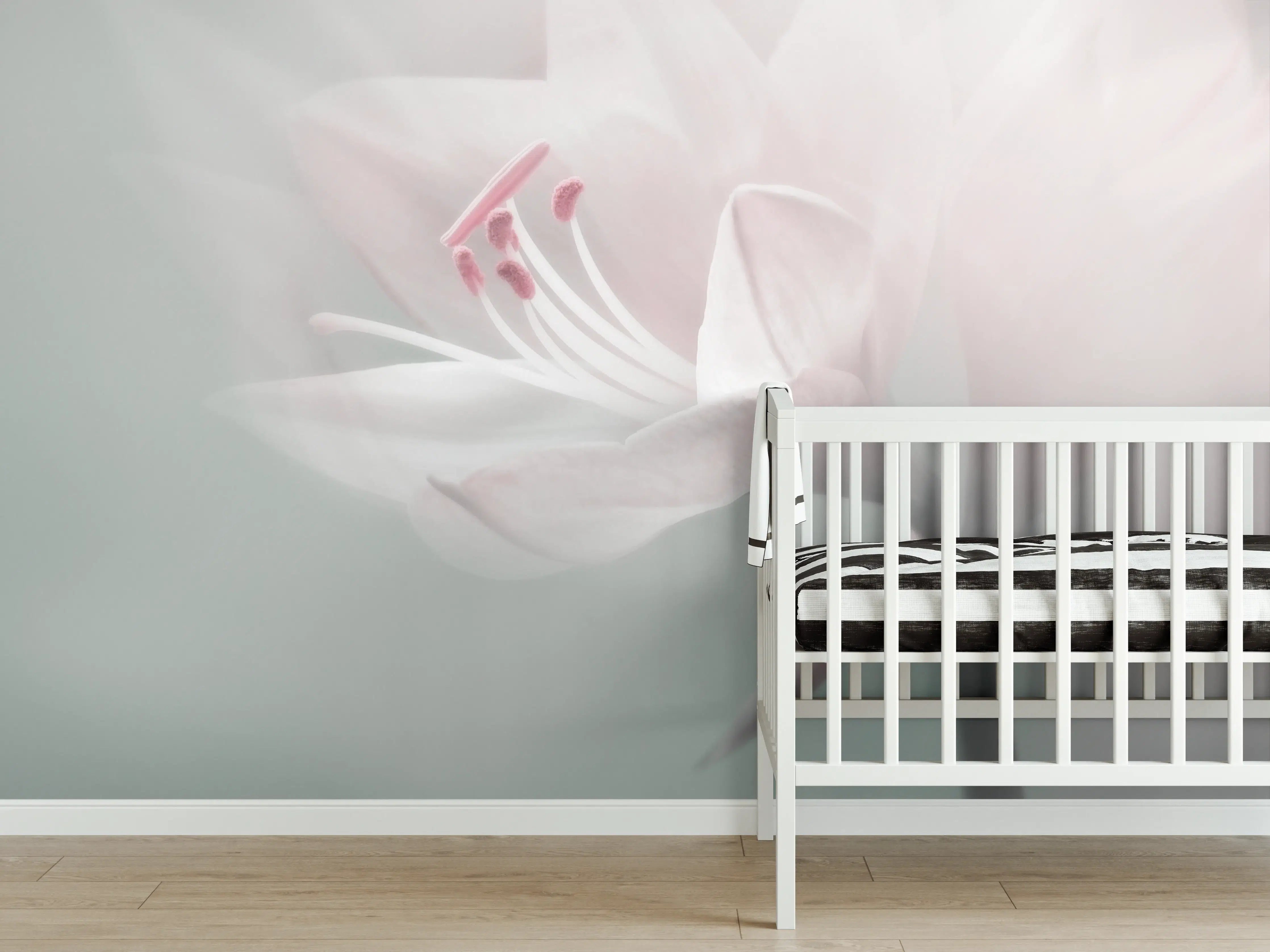 Babyzimmer Wandgestaltung - Zarte Blumenfotografie in Pastellfarben