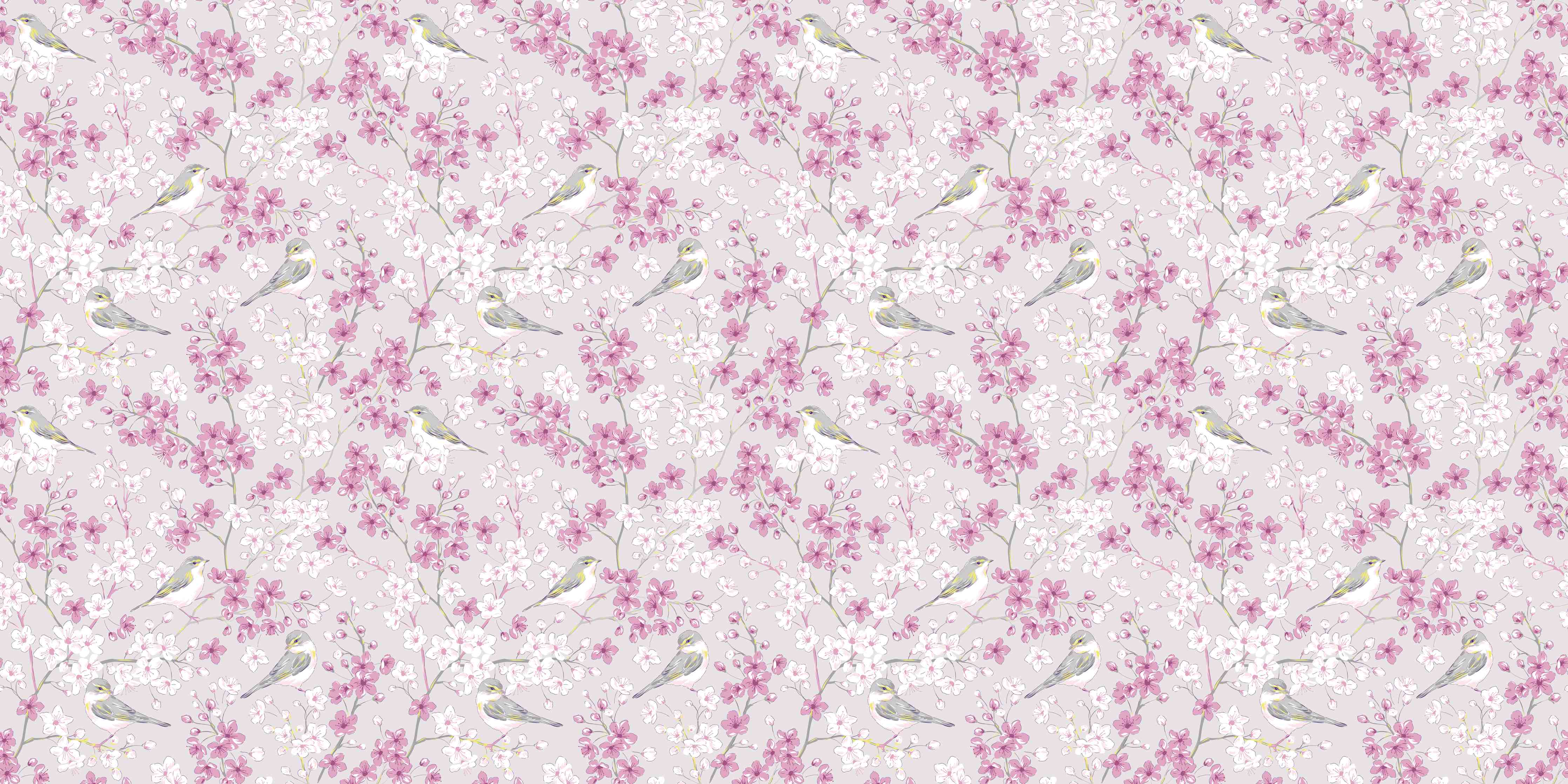 Babyzimmer Wandgestaltung-Zarte Kirschblüten mit Krähen