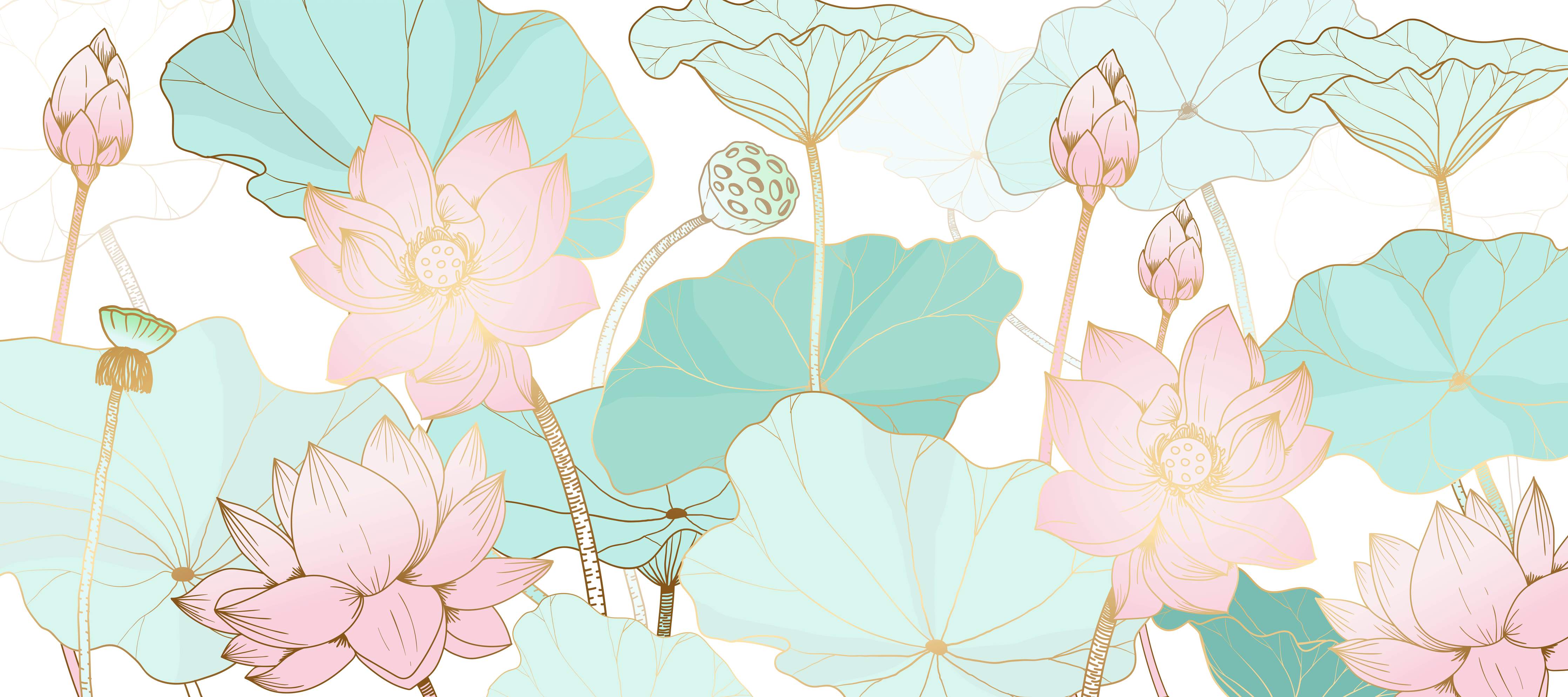 Babyzimmer Wandgestaltung-Zarte Lotusblüten Pastellfarben