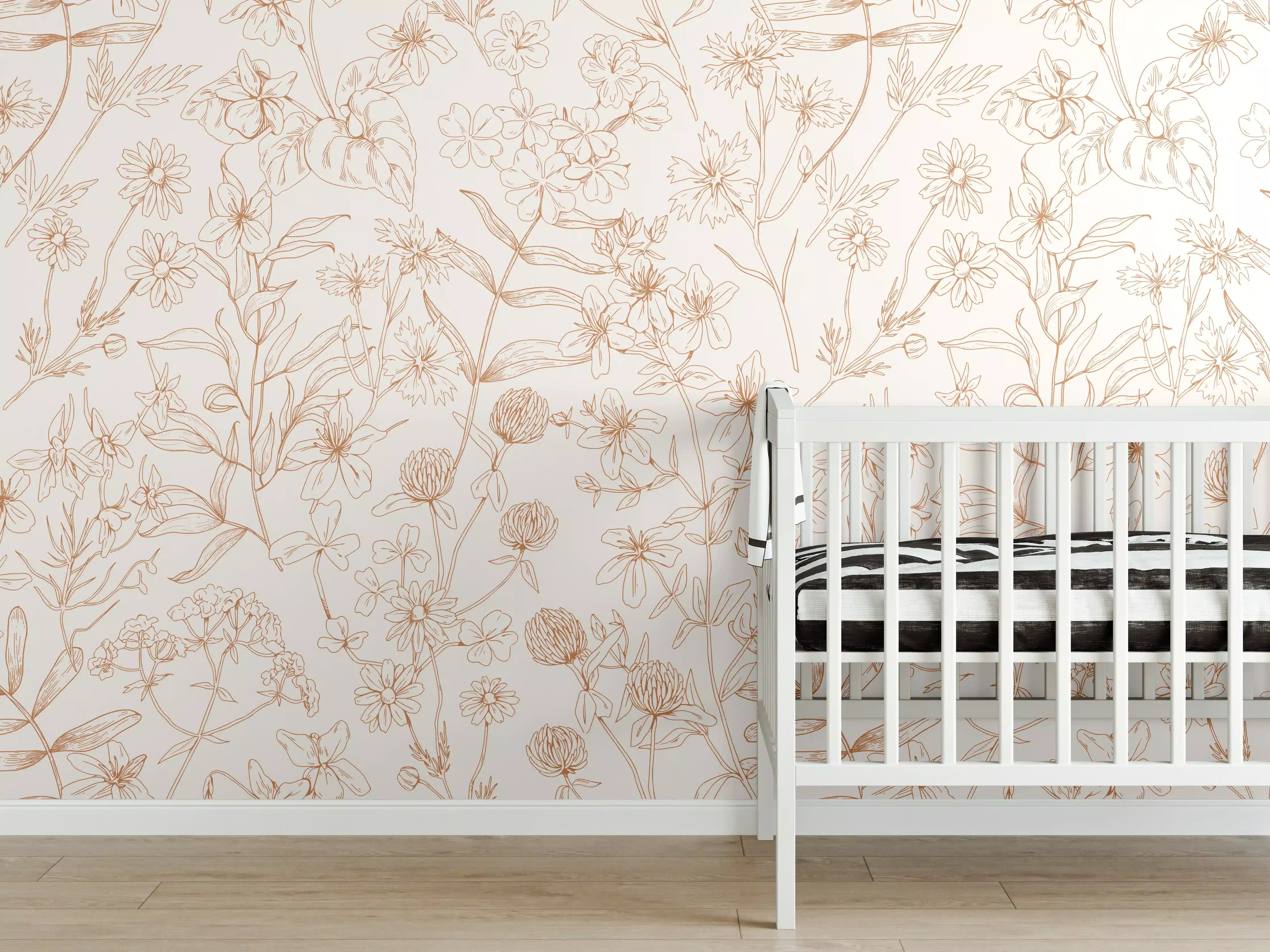 Babyzimmer Wandgestaltung - Zarte Naturmuster in Beige und Hellbraun