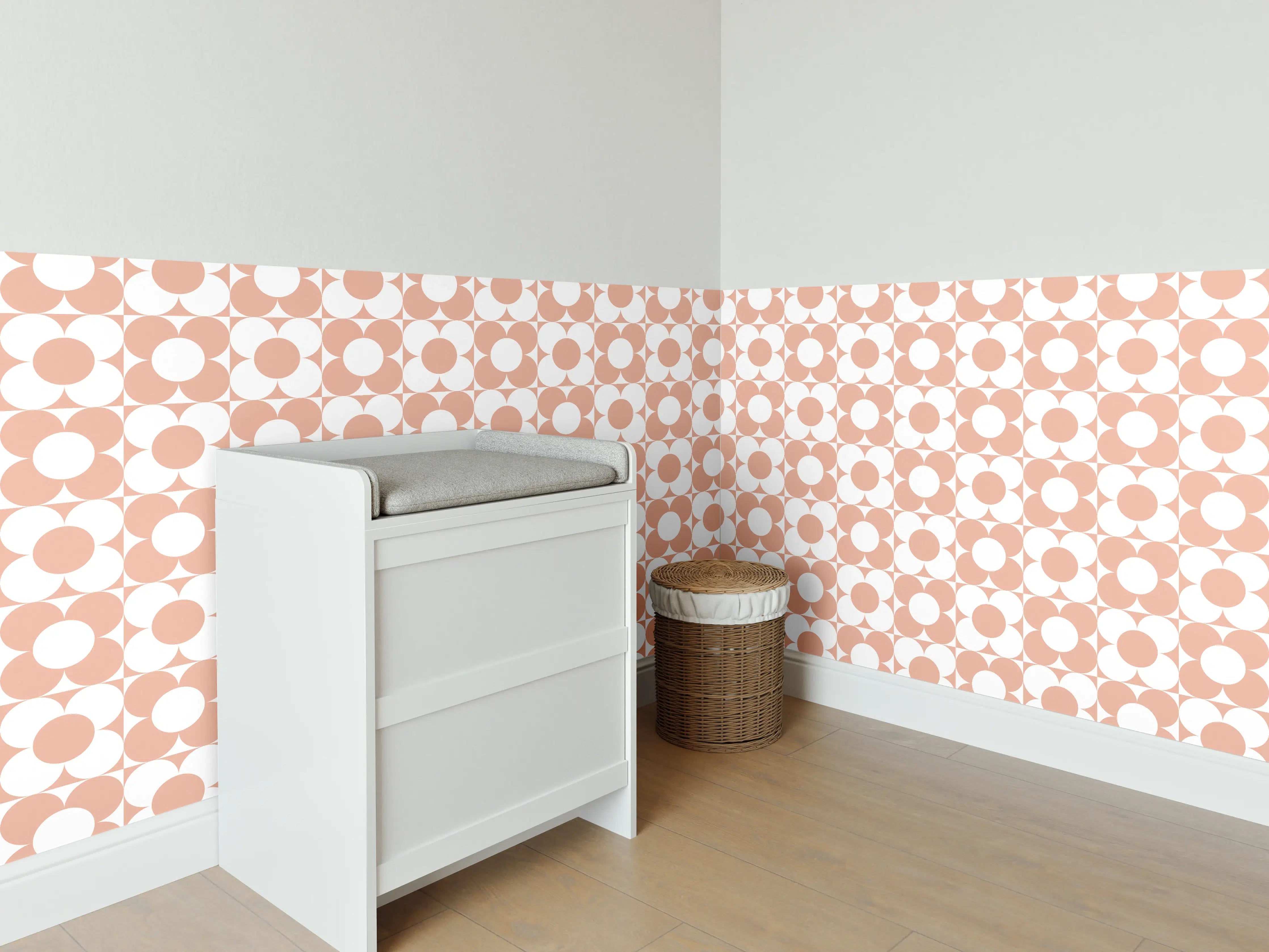 Babyzimmer Wandgestaltung - Zarte Salmone-Optik in Pastell