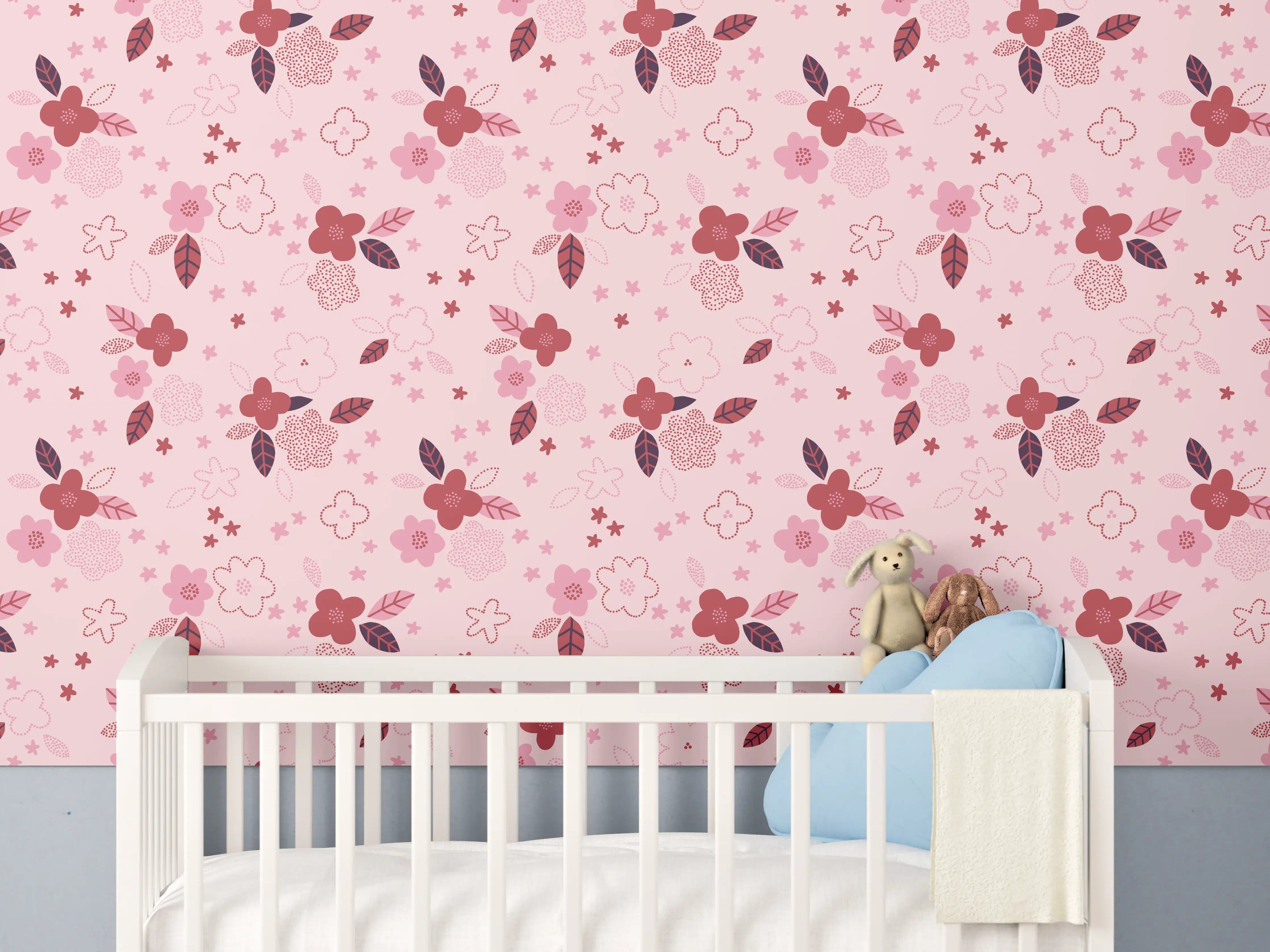 Babyzimmer Wandgestaltung - Zarte rosa Schmetterlingsmuster