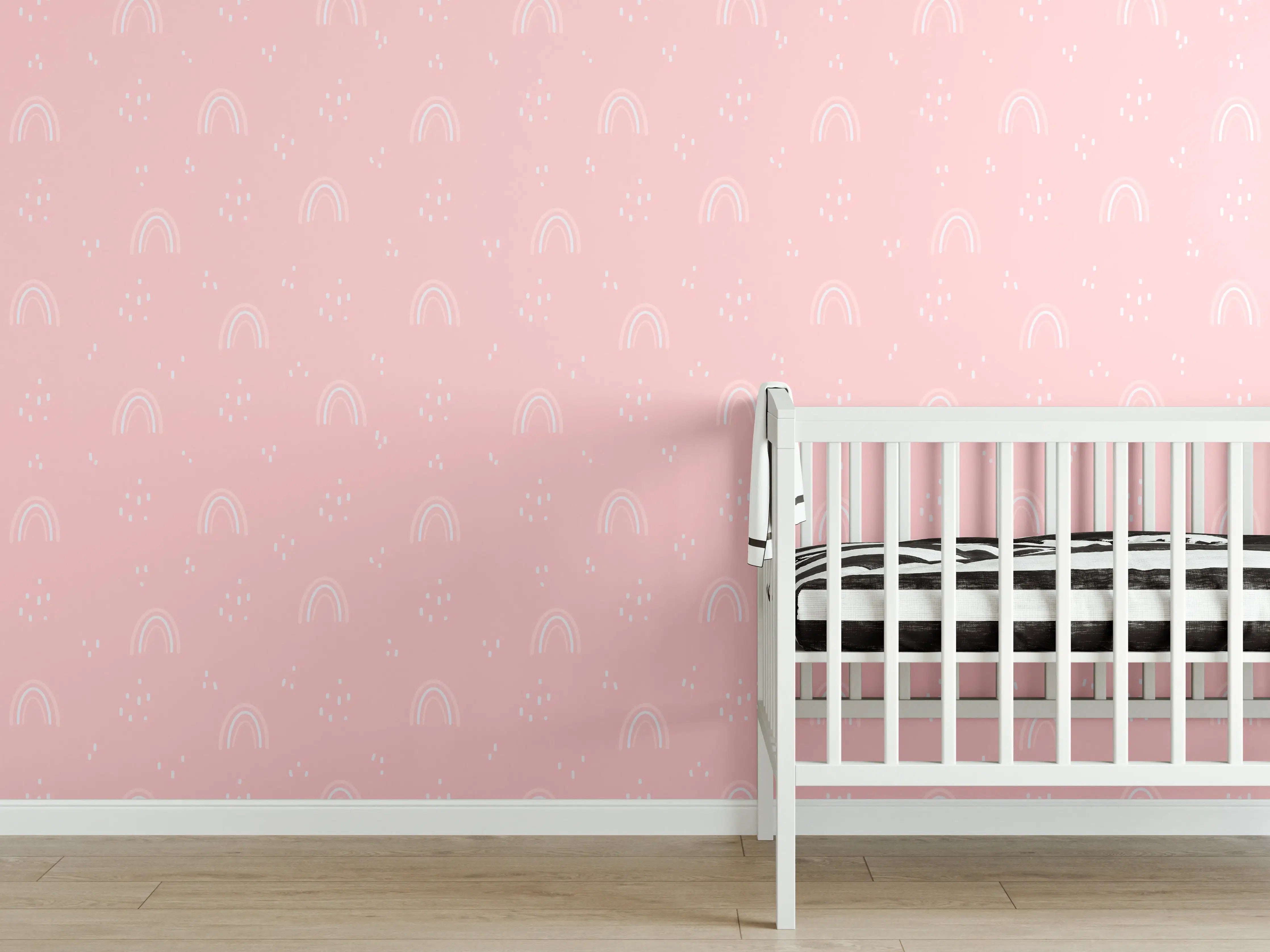 Babyzimmer Wandgestaltung - Zartes Rosa mit Schmetterlingsmustern