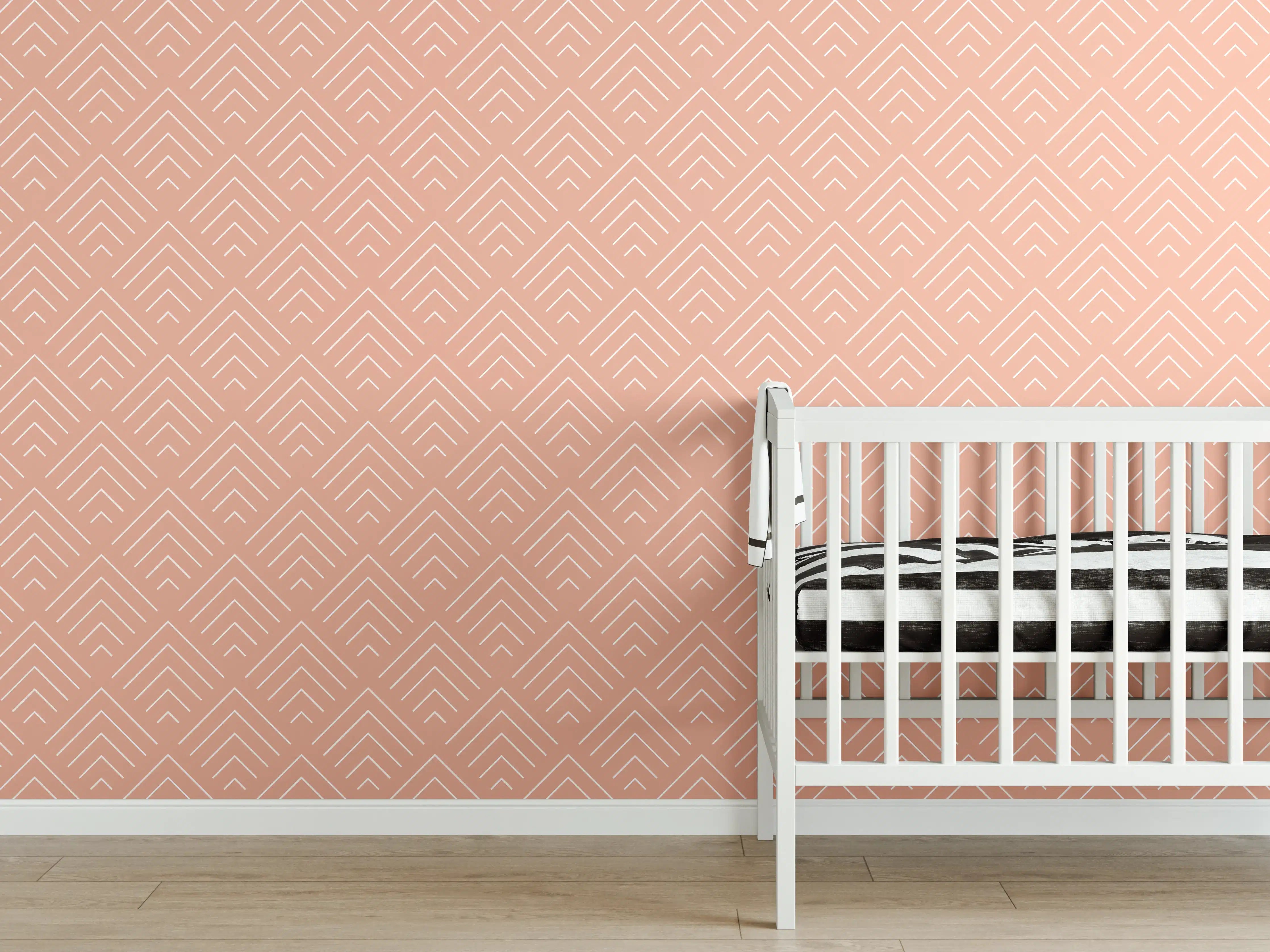 Babyzimmer Wandgestaltung - Zartes peachfarbenes geometrisches Muster