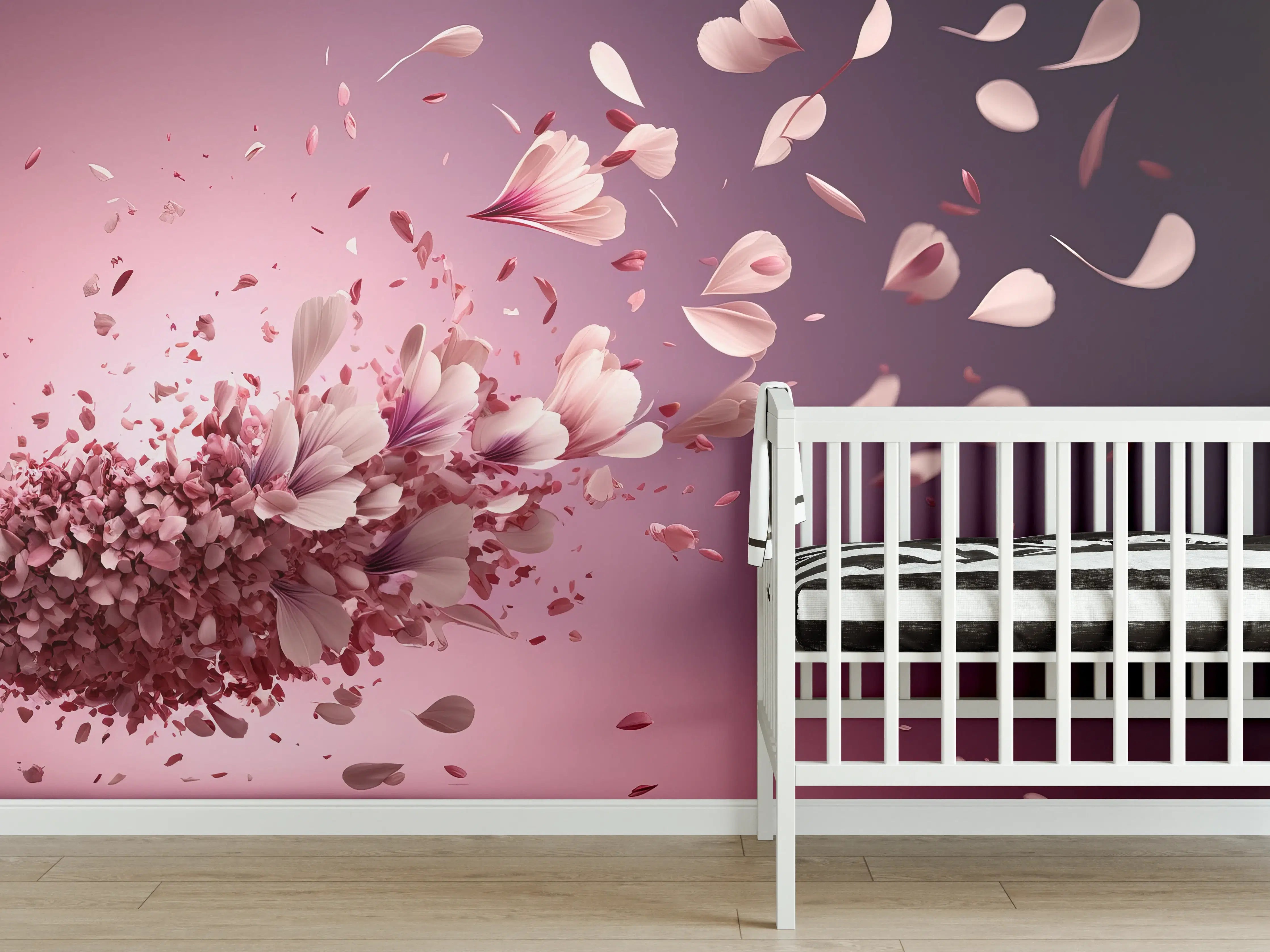 Babyzimmer Wandgestaltung - Zartrosa Kirschblütenzauber