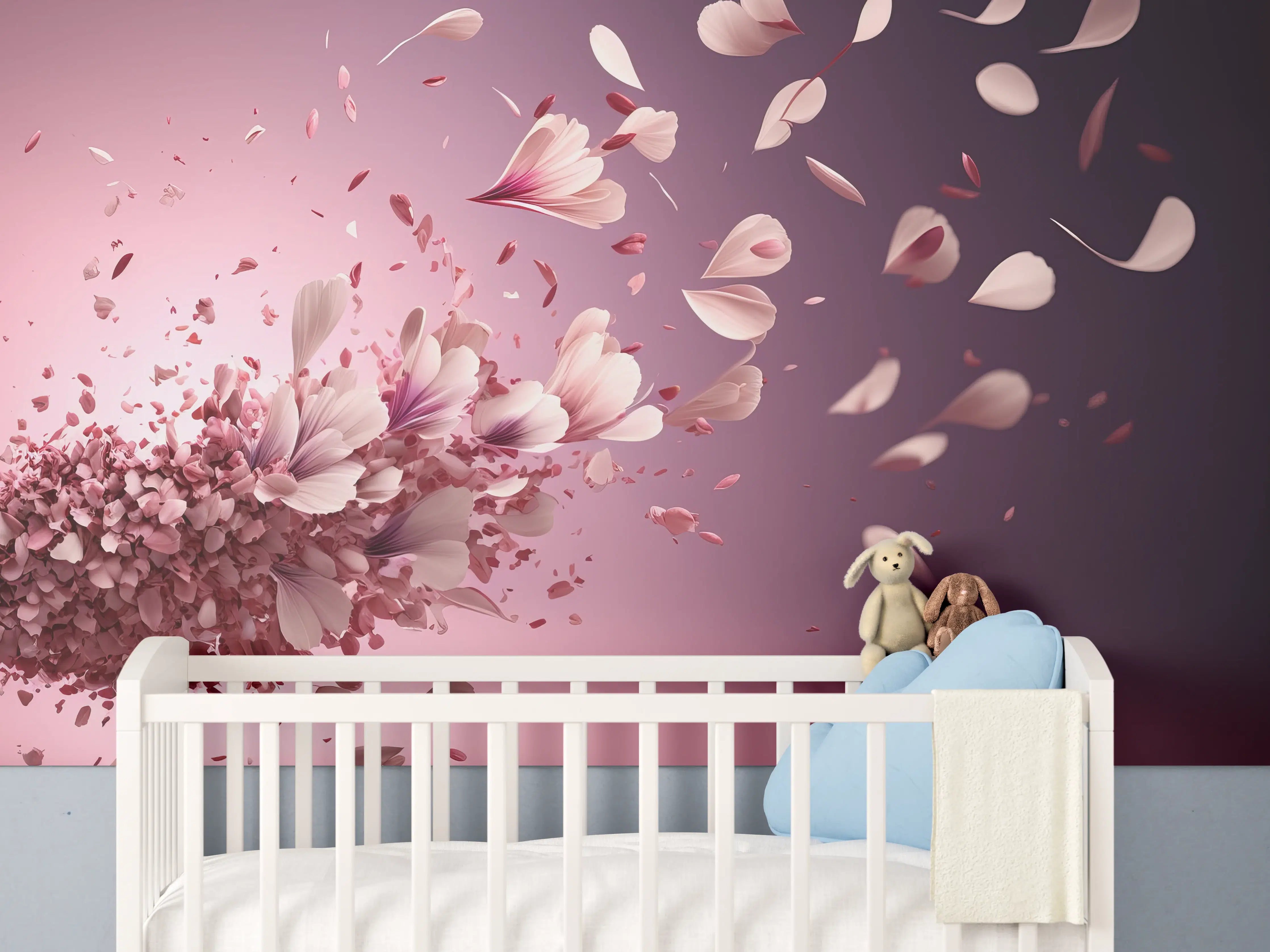 Babyzimmer Wandgestaltung - Zartrosa Kirschblütenzauber