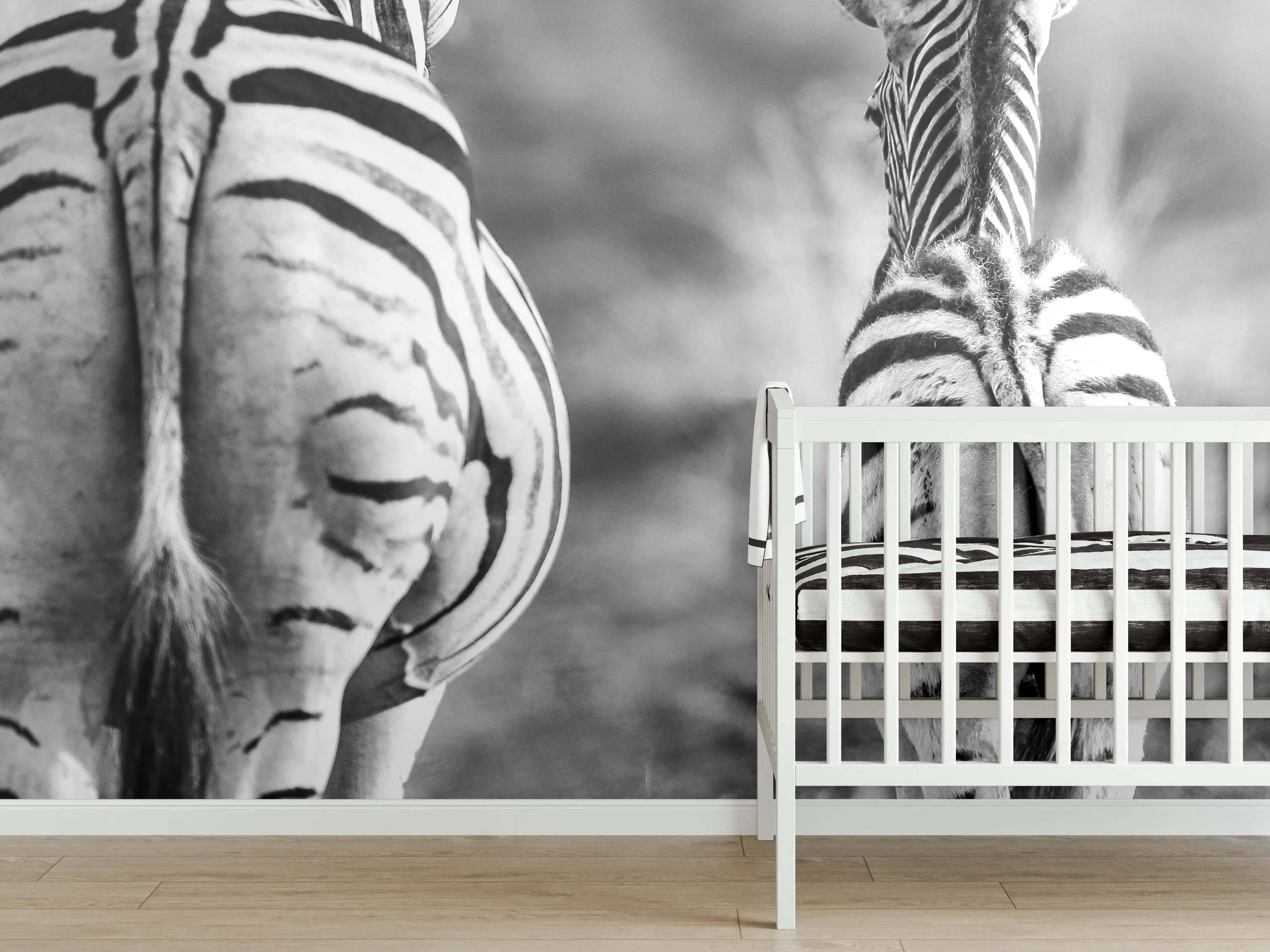 Babyzimmer Wandgestaltung - Zebra - schwarz-weiß