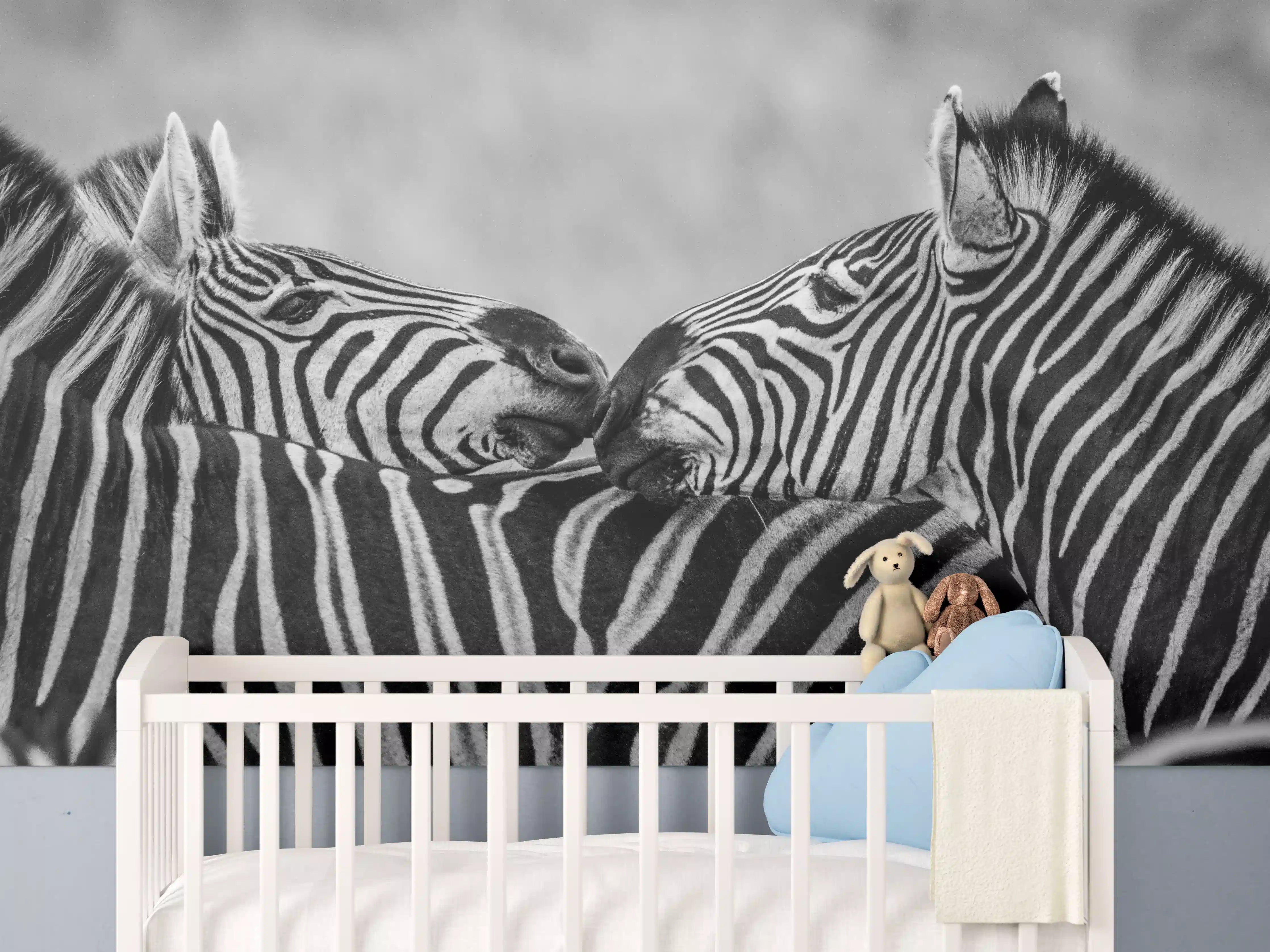Babyzimmer Wandgestaltung - Zebras - Schwarz-weiß