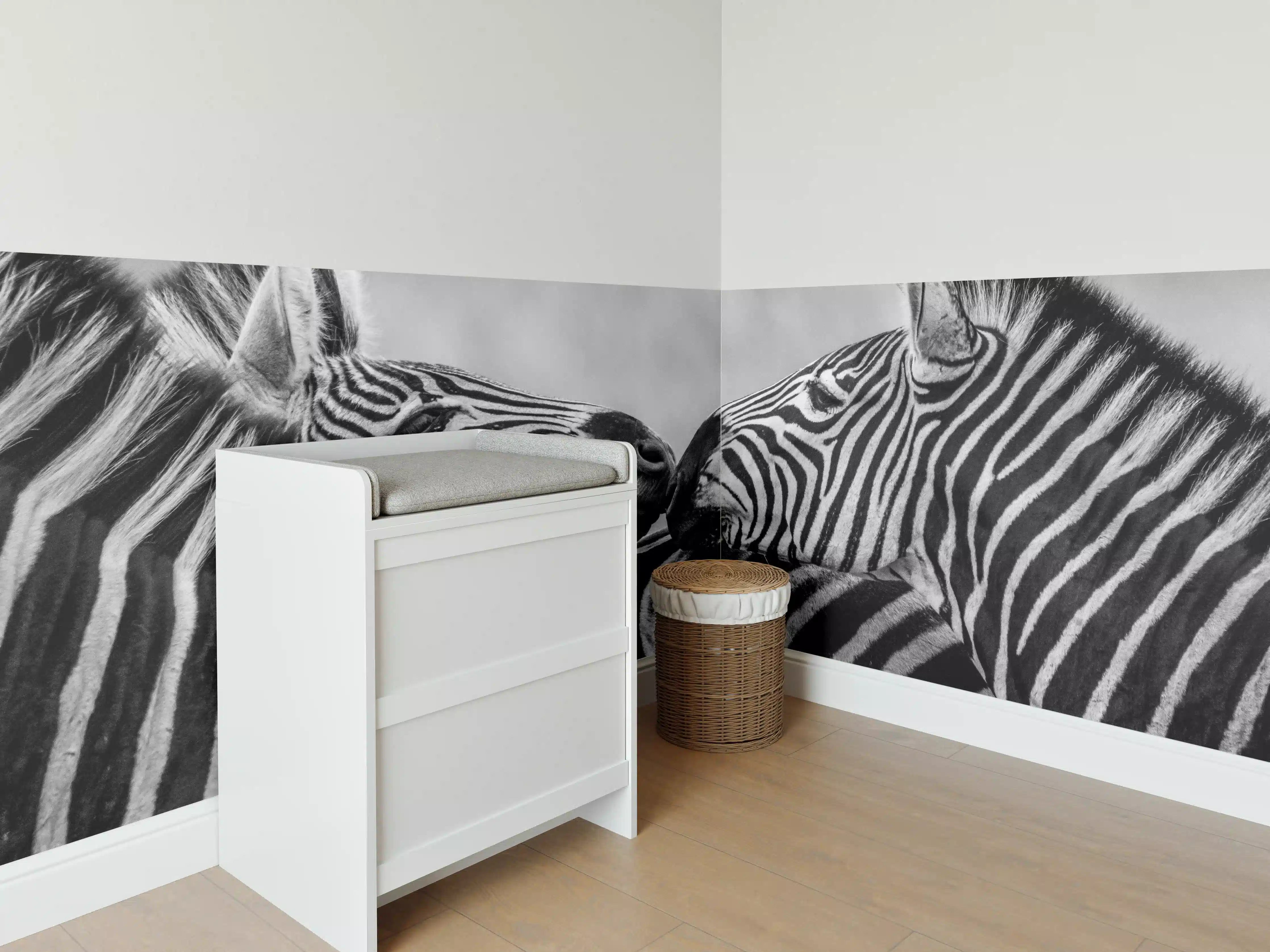 Babyzimmer Wandgestaltung - Zebras - Schwarz-weiß