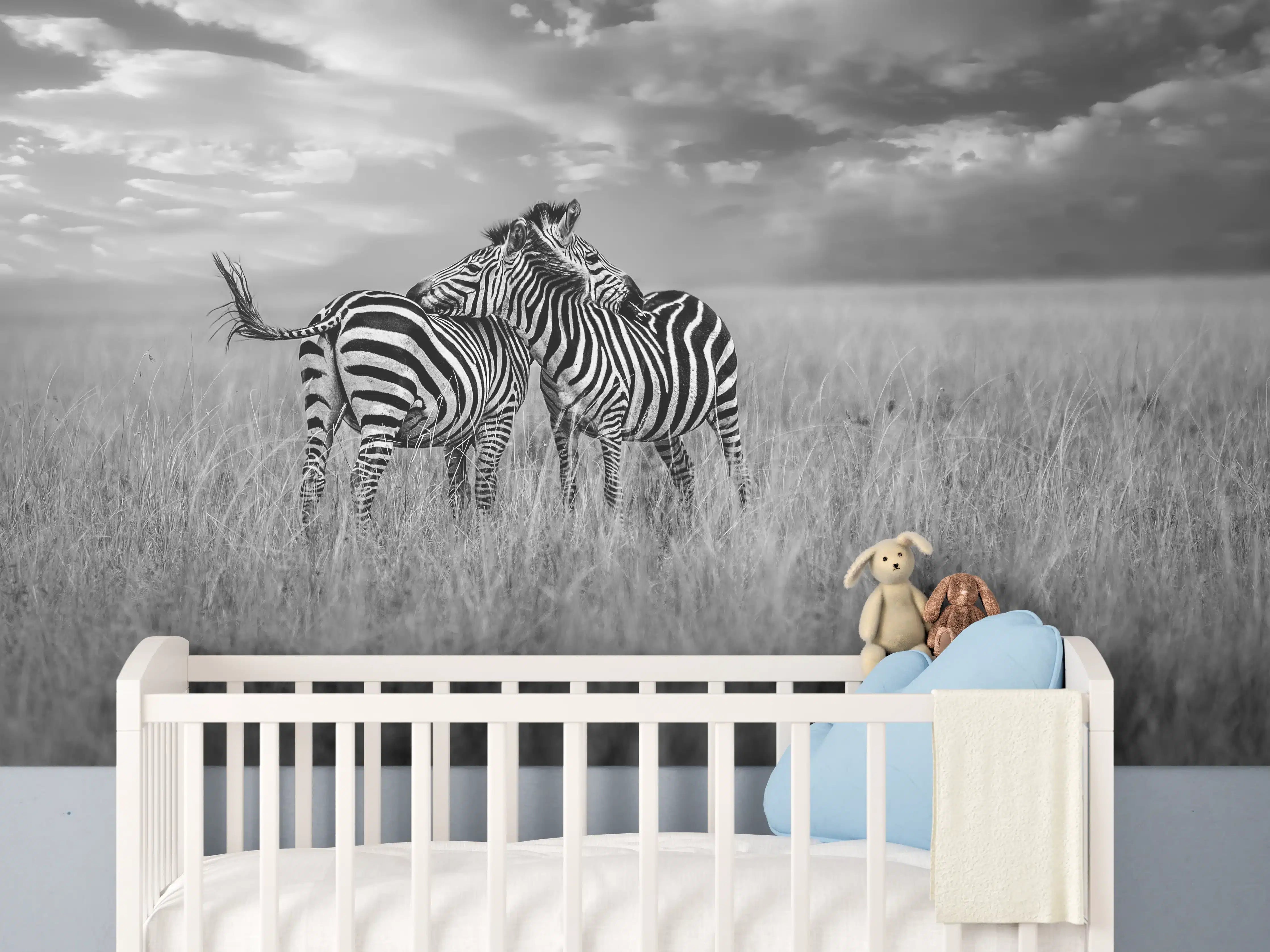 Babyzimmer Wandgestaltung - Zebras in ihrer Natur - Savanne