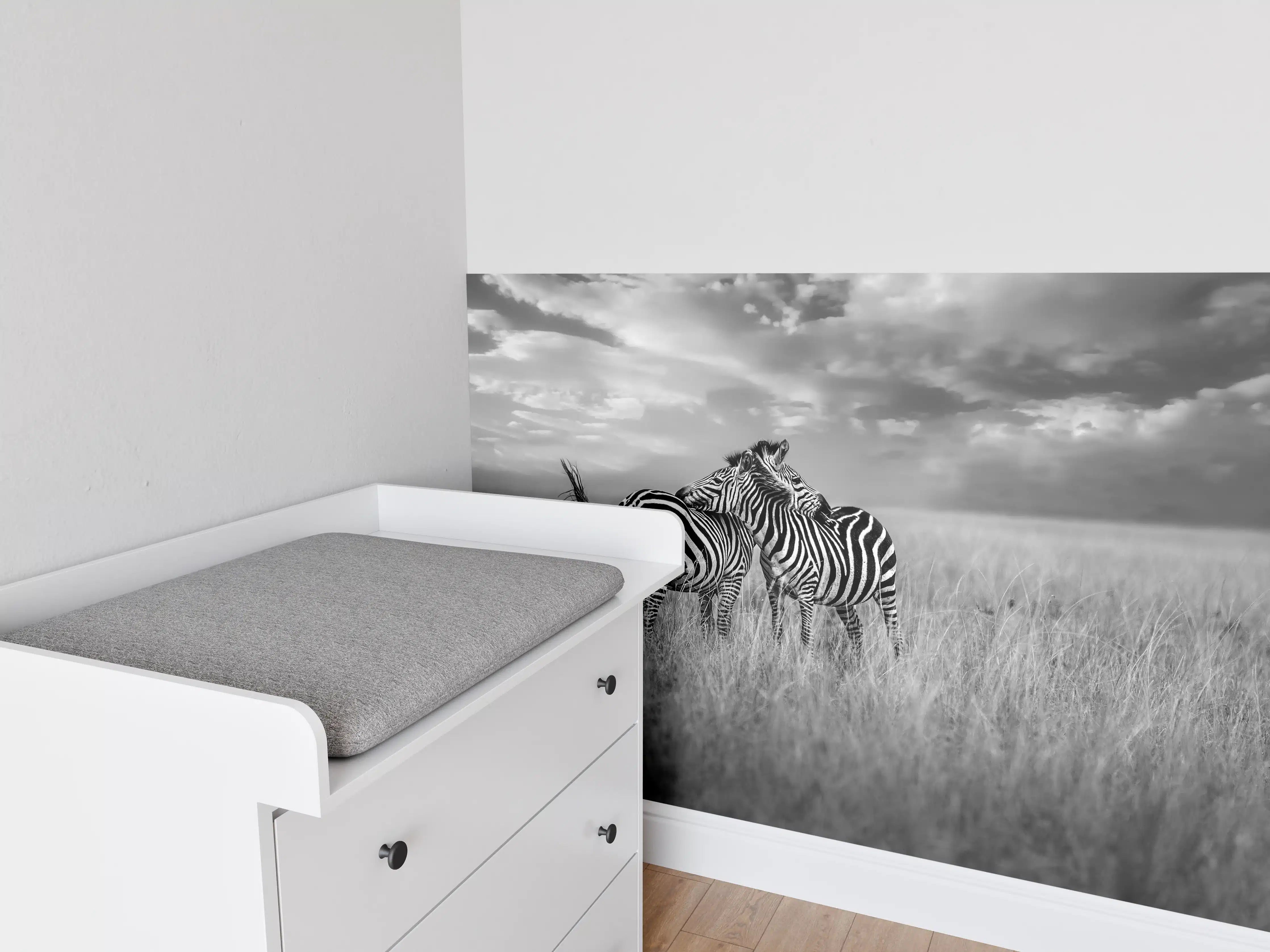 Babyzimmer Wandgestaltung - Zebras in ihrer Natur - Savanne
