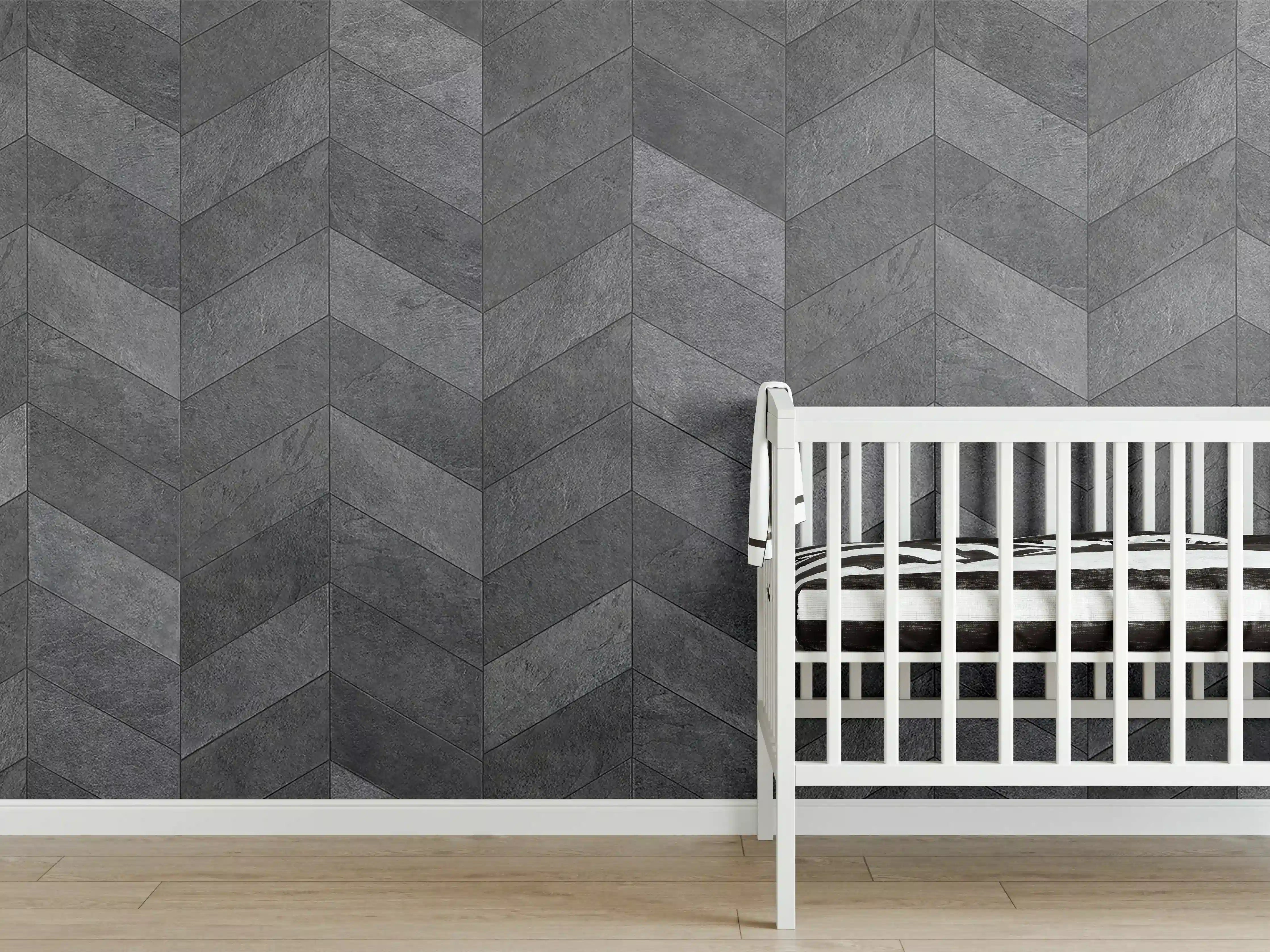 Babyzimmer Wandgestaltung - Zeitlose Grau-Marmor-Optik