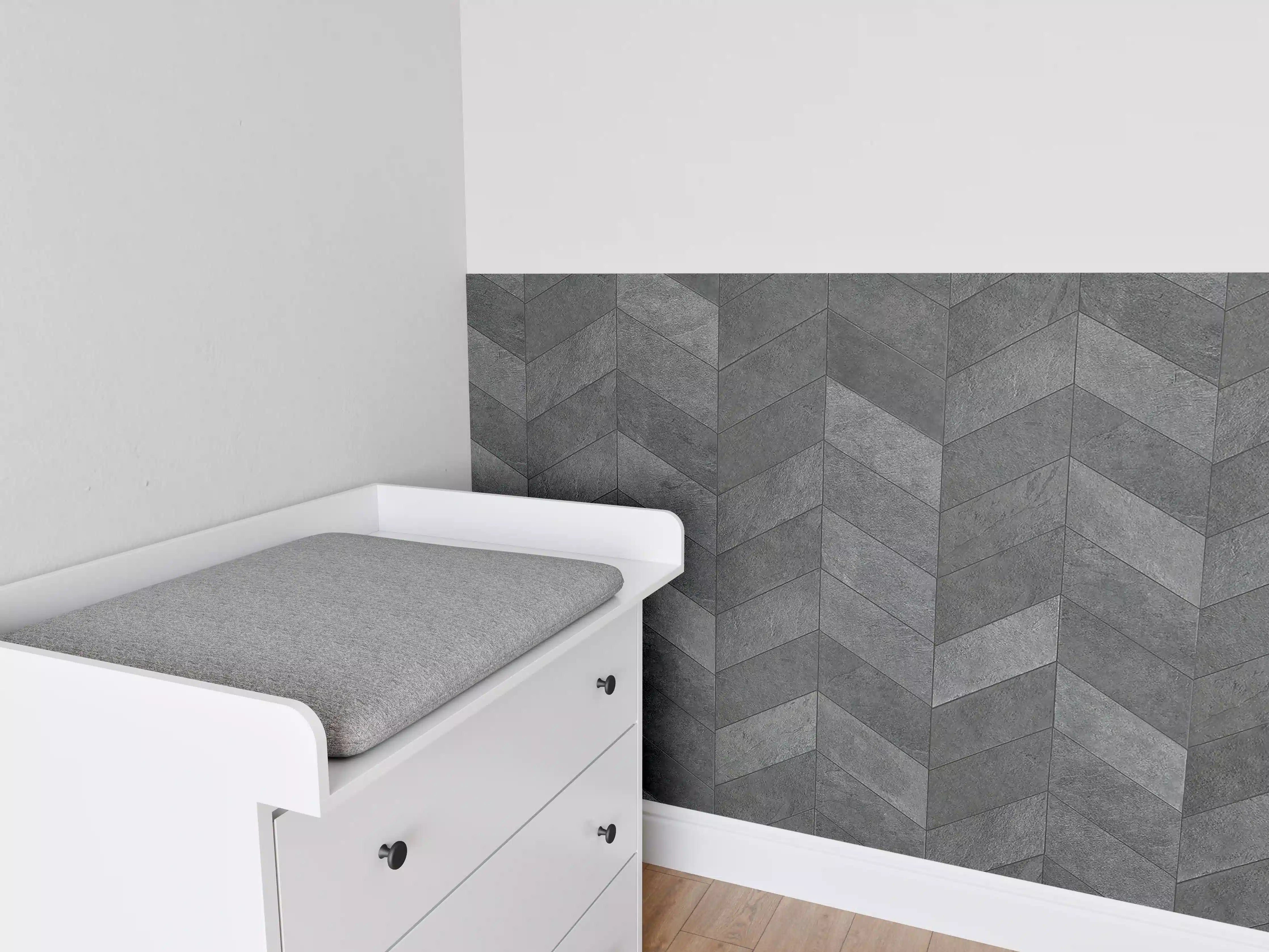 Babyzimmer Wandgestaltung - Zeitlose Grau-Marmor-Optik