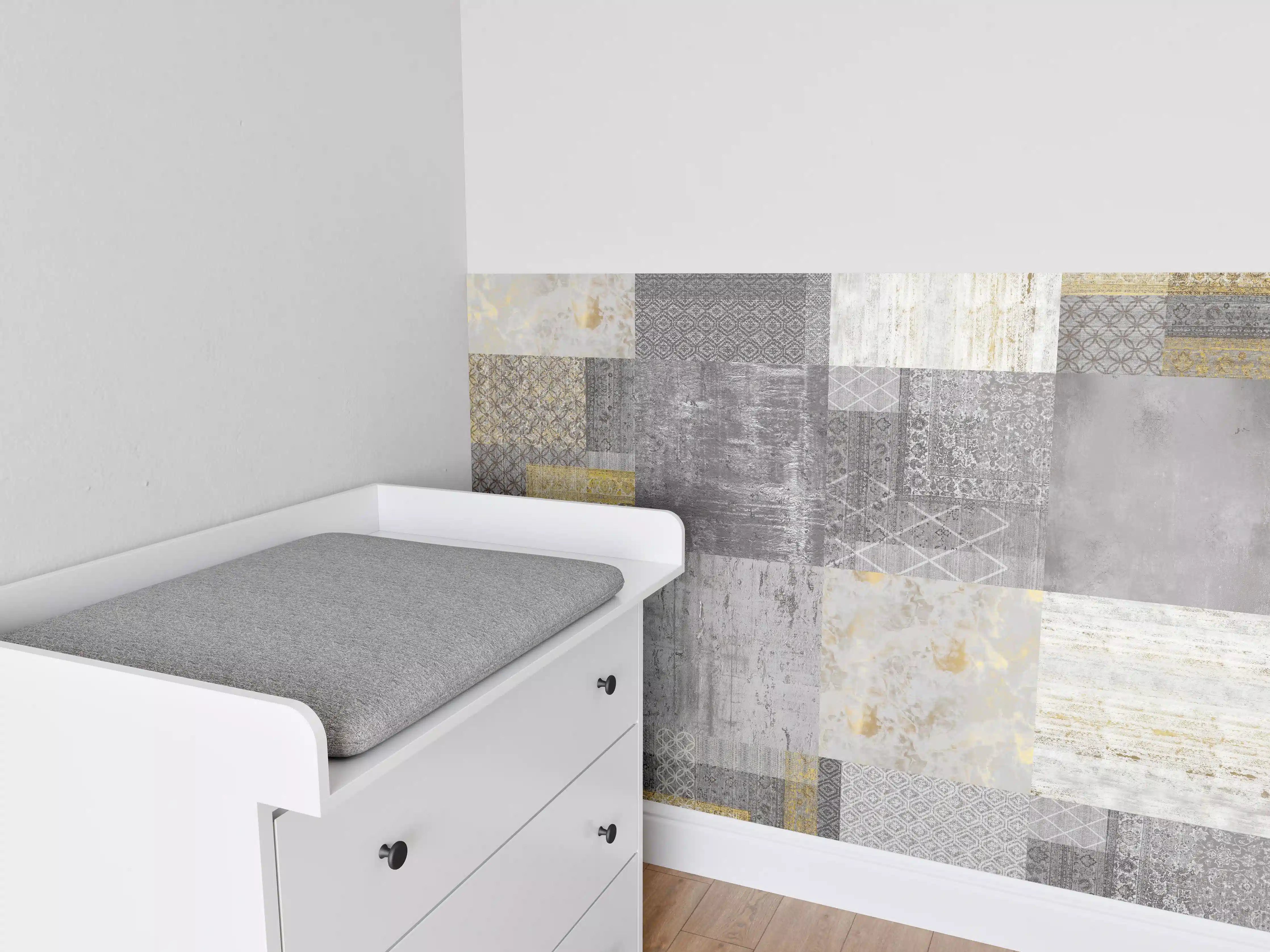 Babyzimmer Wandgestaltung - Zeitlose Grautöne mit goldenen Akzenten