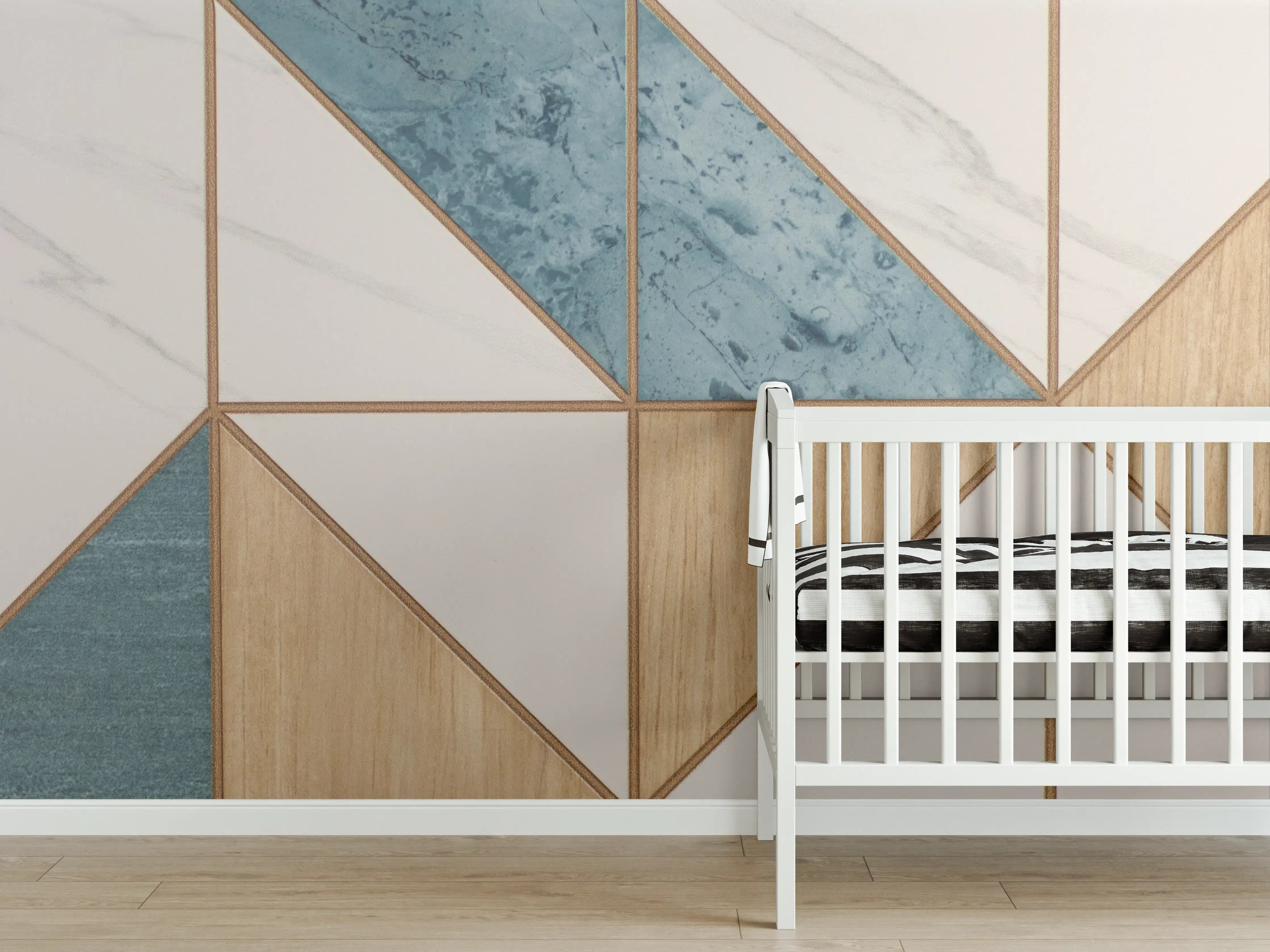 Babyzimmer Wandgestaltung - Zeitlose Grauzonen: Geometrische Wandkunst