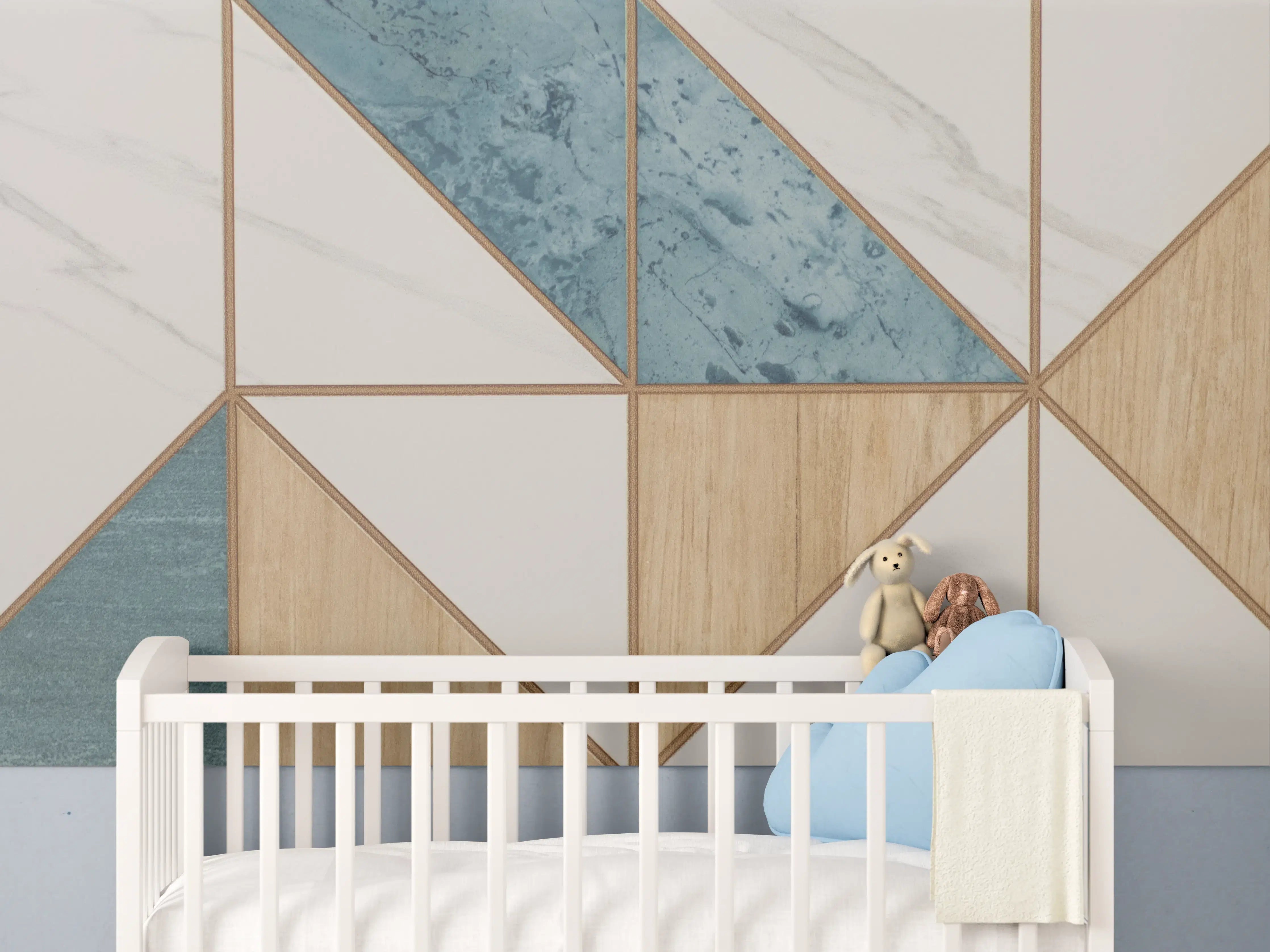 Babyzimmer Wandgestaltung - Zeitlose Grauzonen: Geometrische Wandkunst