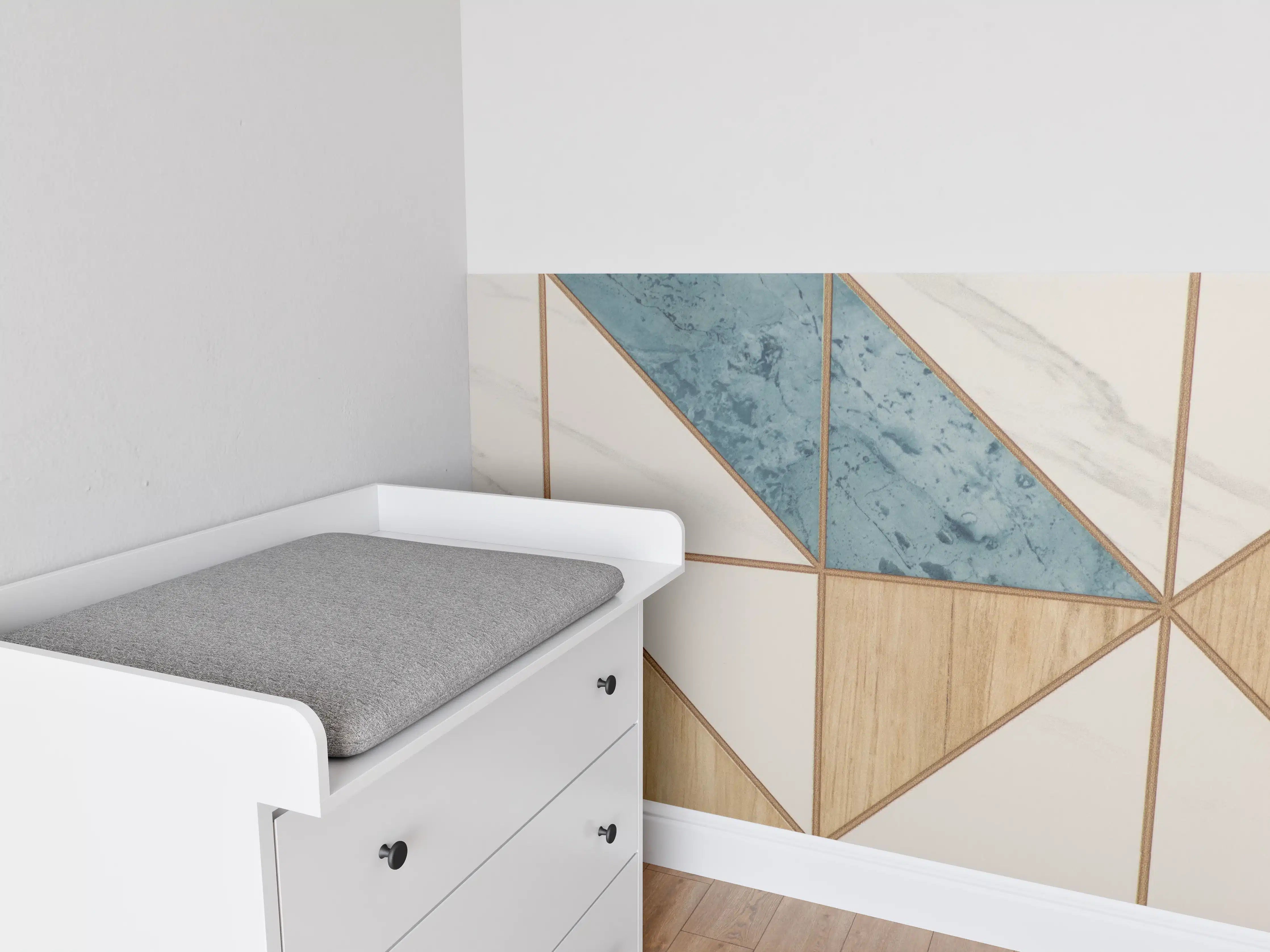 Babyzimmer Wandgestaltung - Zeitlose Grauzonen: Geometrische Wandkunst
