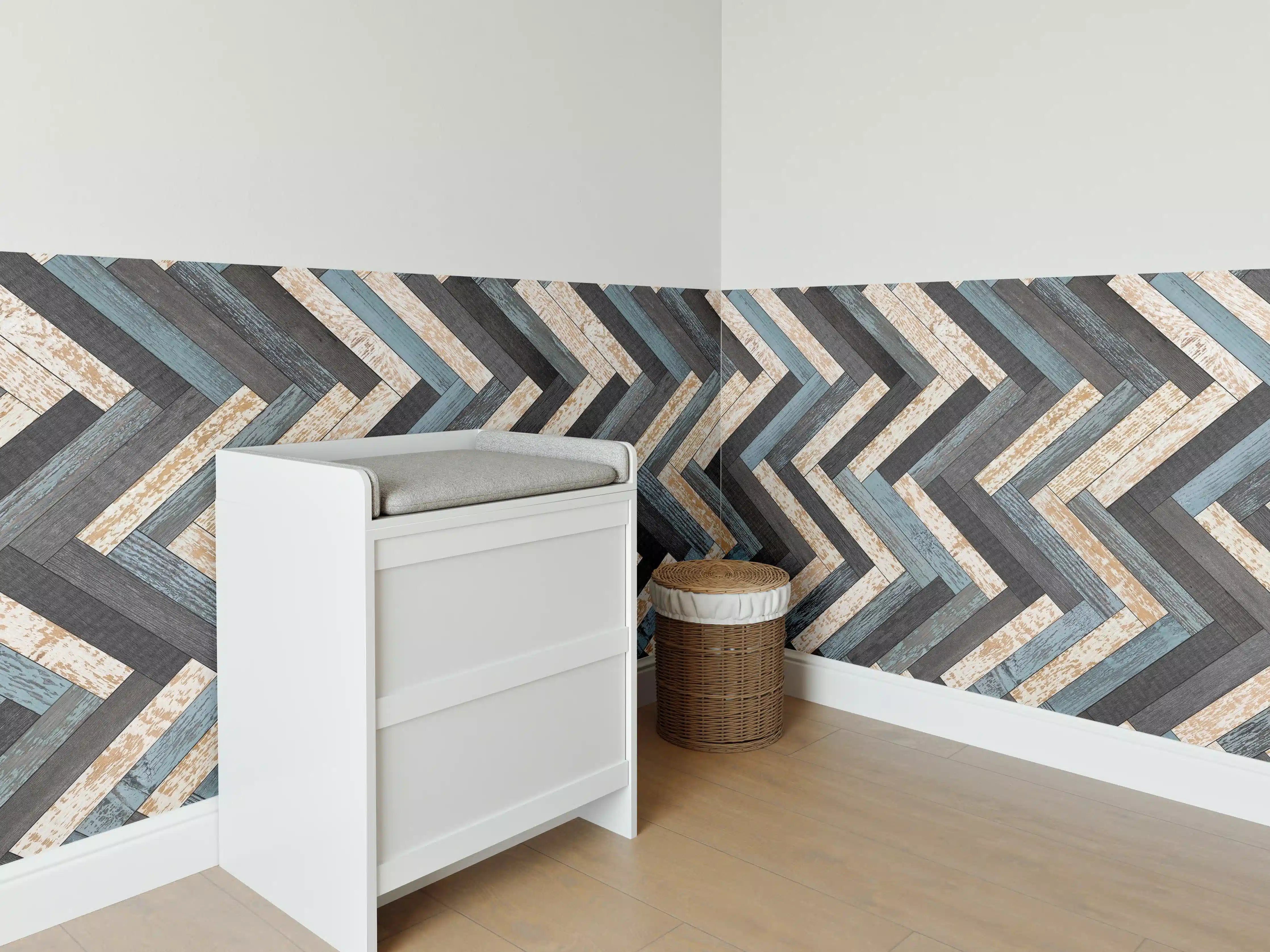 Babyzimmer Wandgestaltung - Zickzackförmige Holztextur