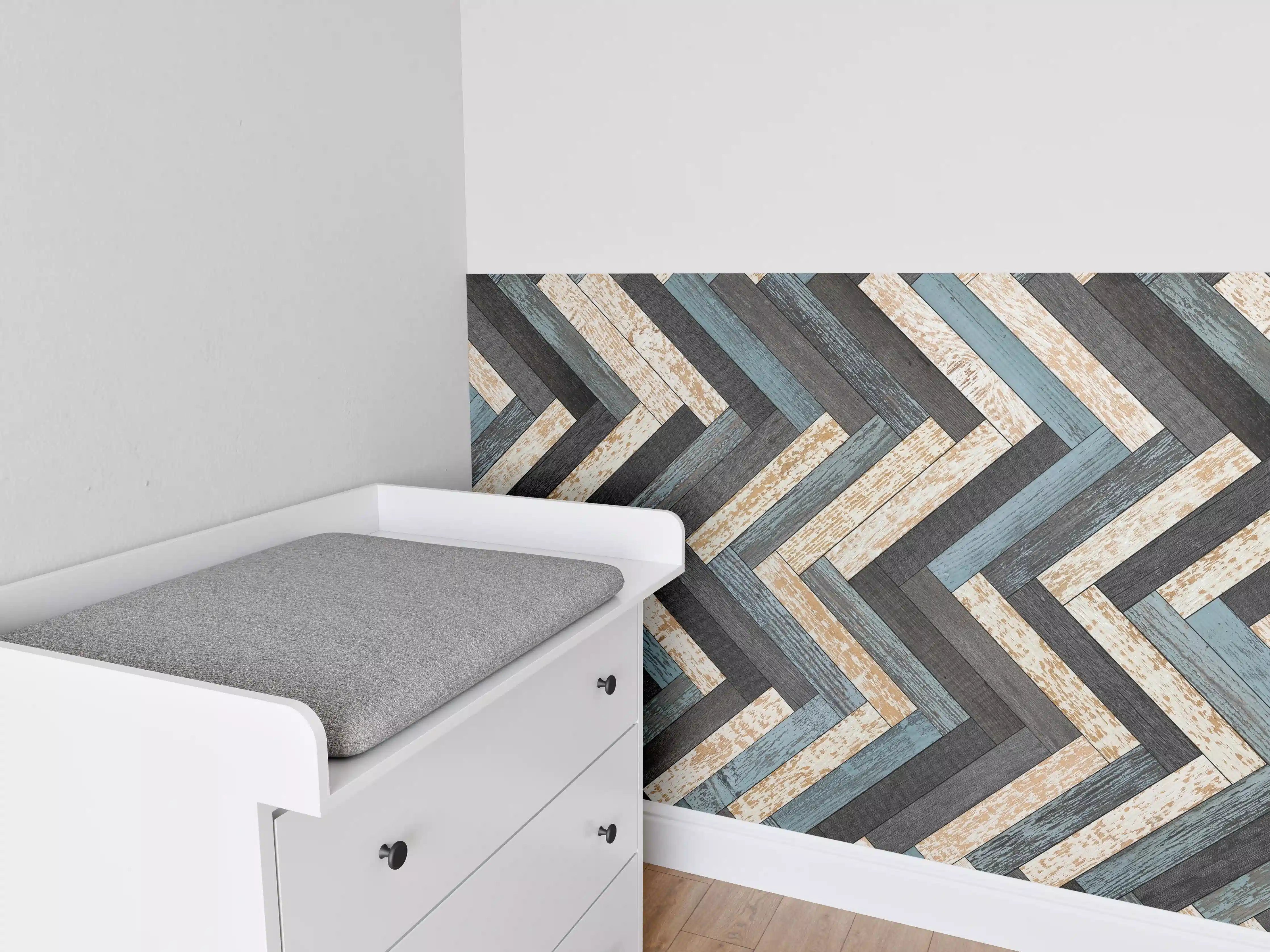 Babyzimmer Wandgestaltung - Zickzackförmige Holztextur