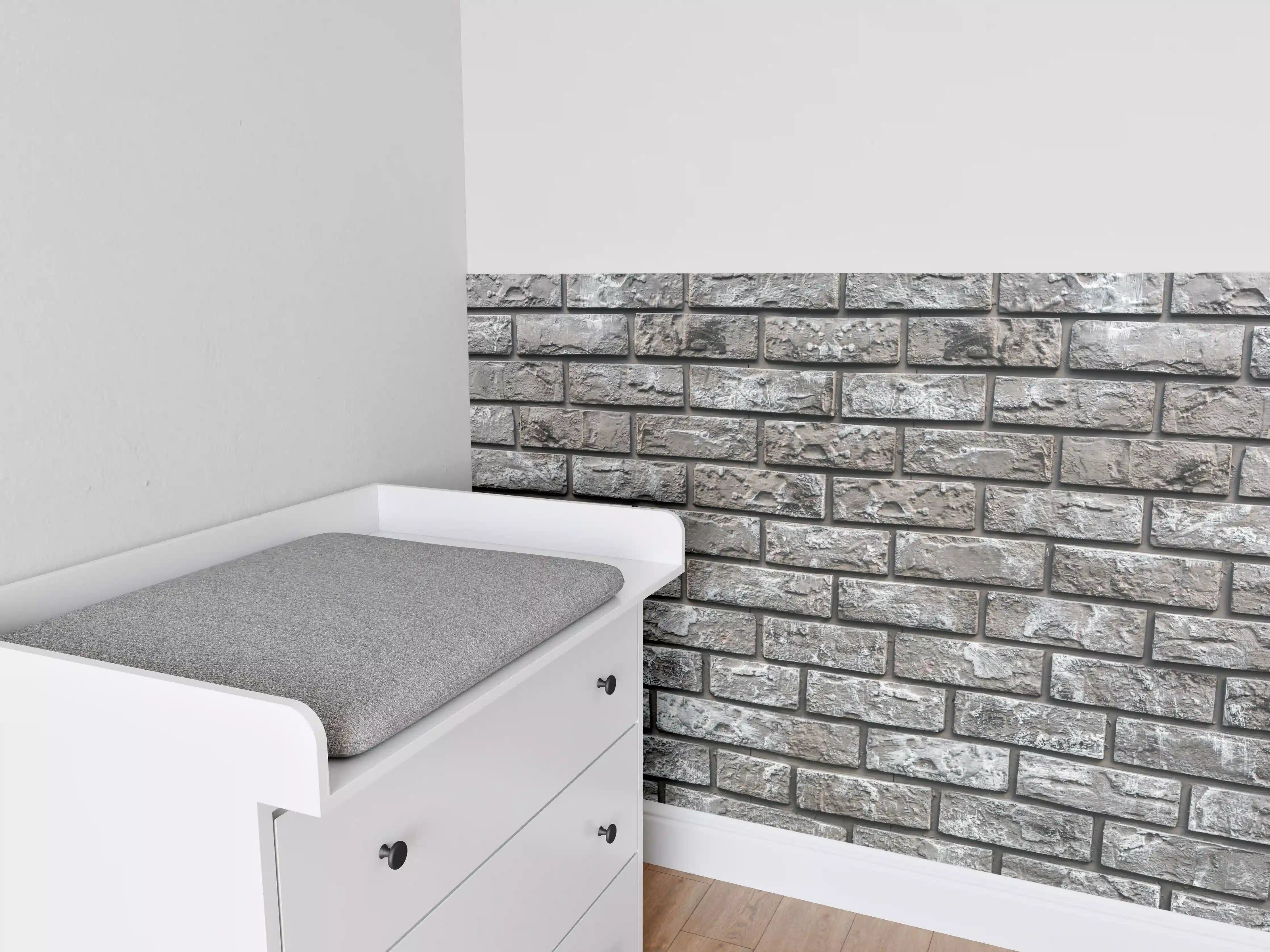 Babyzimmer Wandgestaltung - Ziegelmauer aus dekorativem grauem Stein