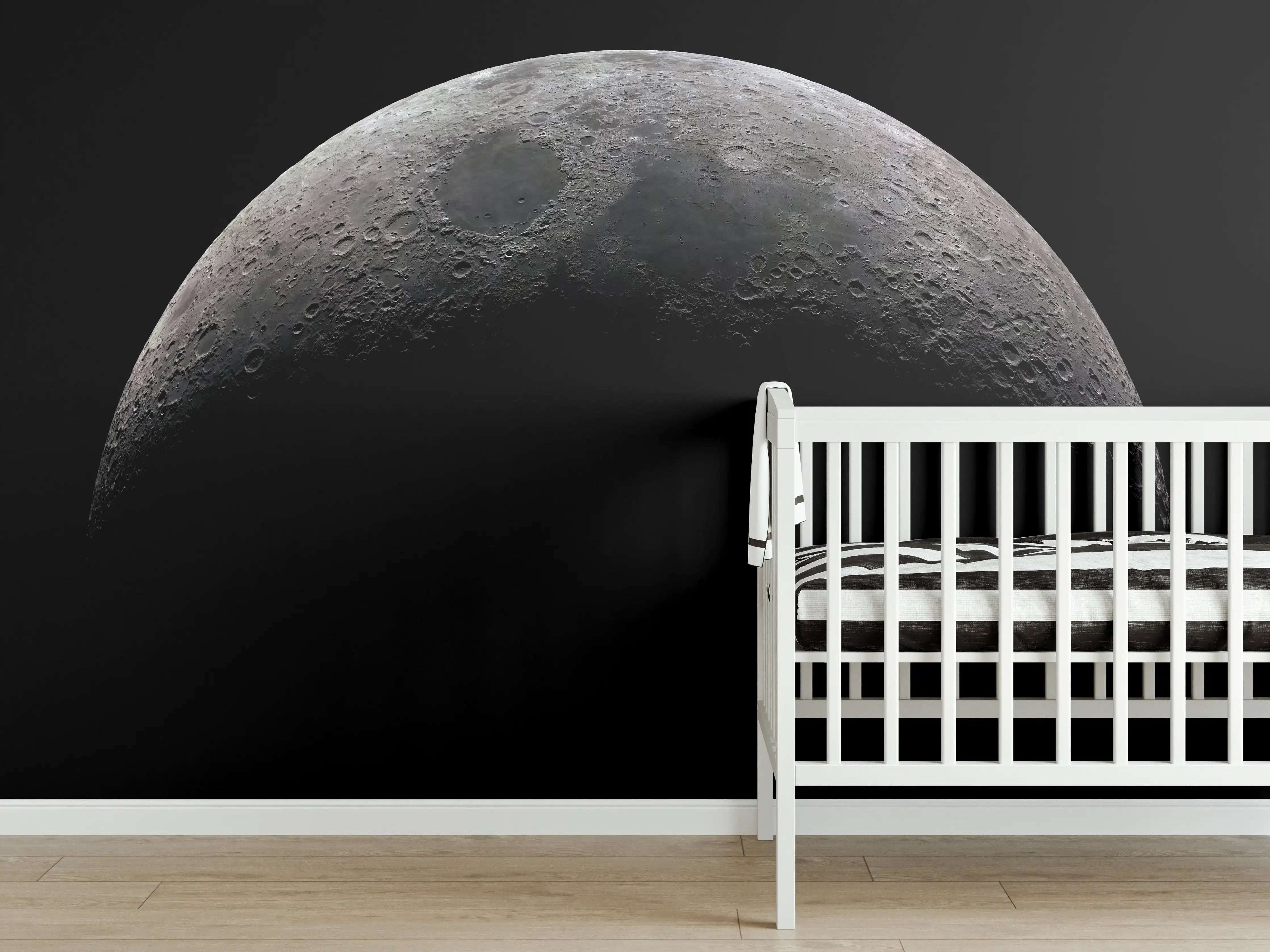 Babyzimmer Wandgestaltung - Zunehmenden Mondsichel im Weltraum