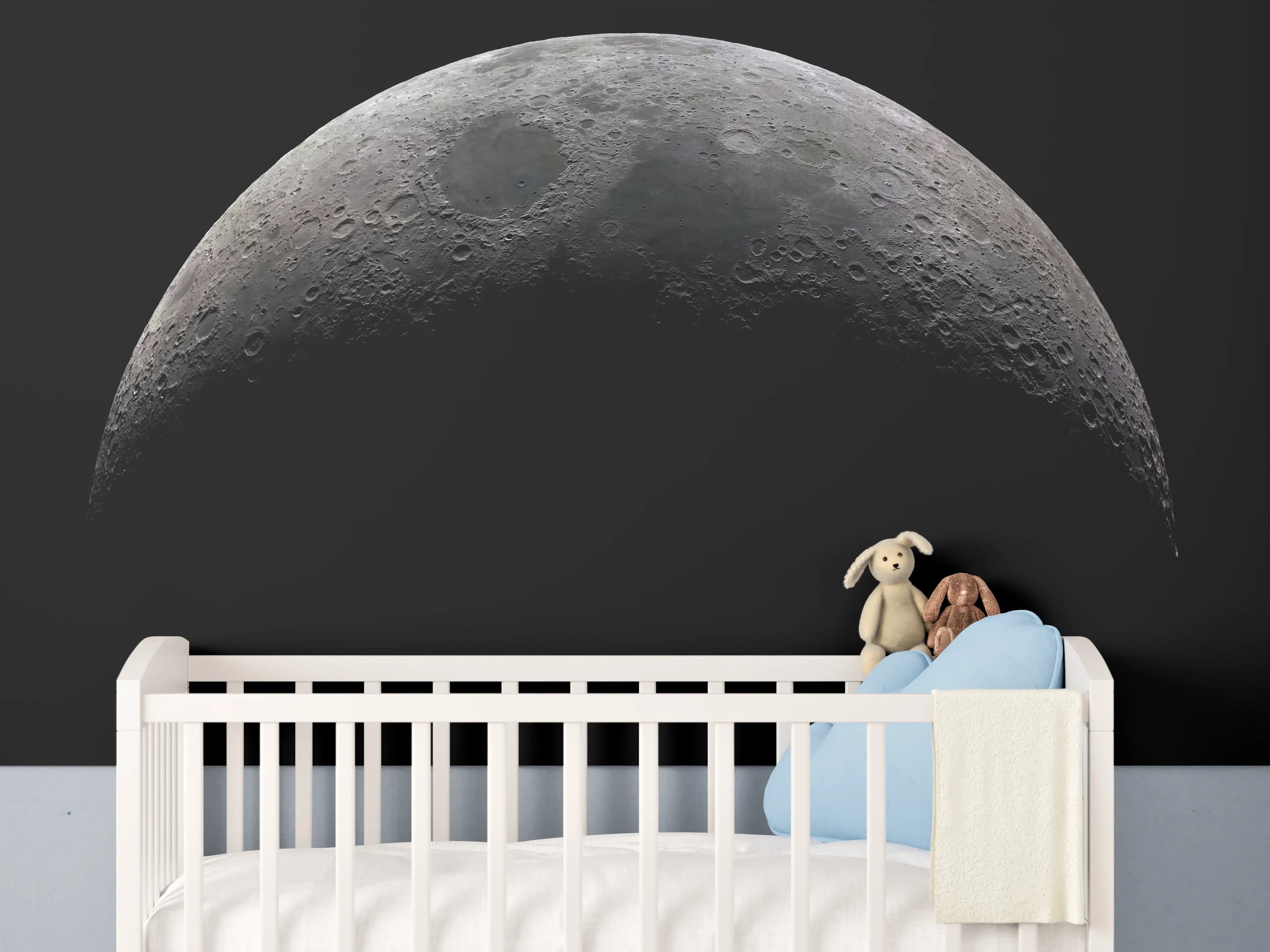 Babyzimmer Wandgestaltung - Zunehmenden Mondsichel im Weltraum