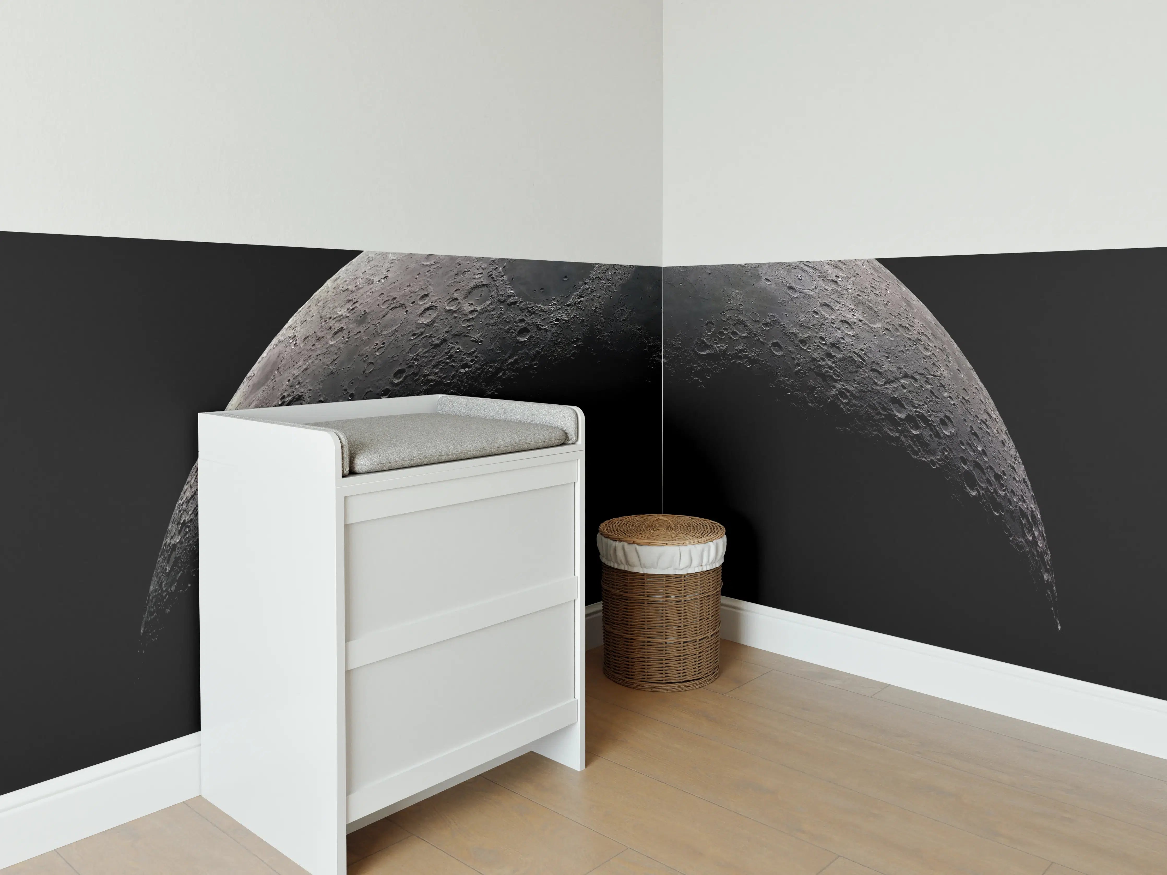 Babyzimmer Wandgestaltung - Zunehmenden Mondsichel im Weltraum