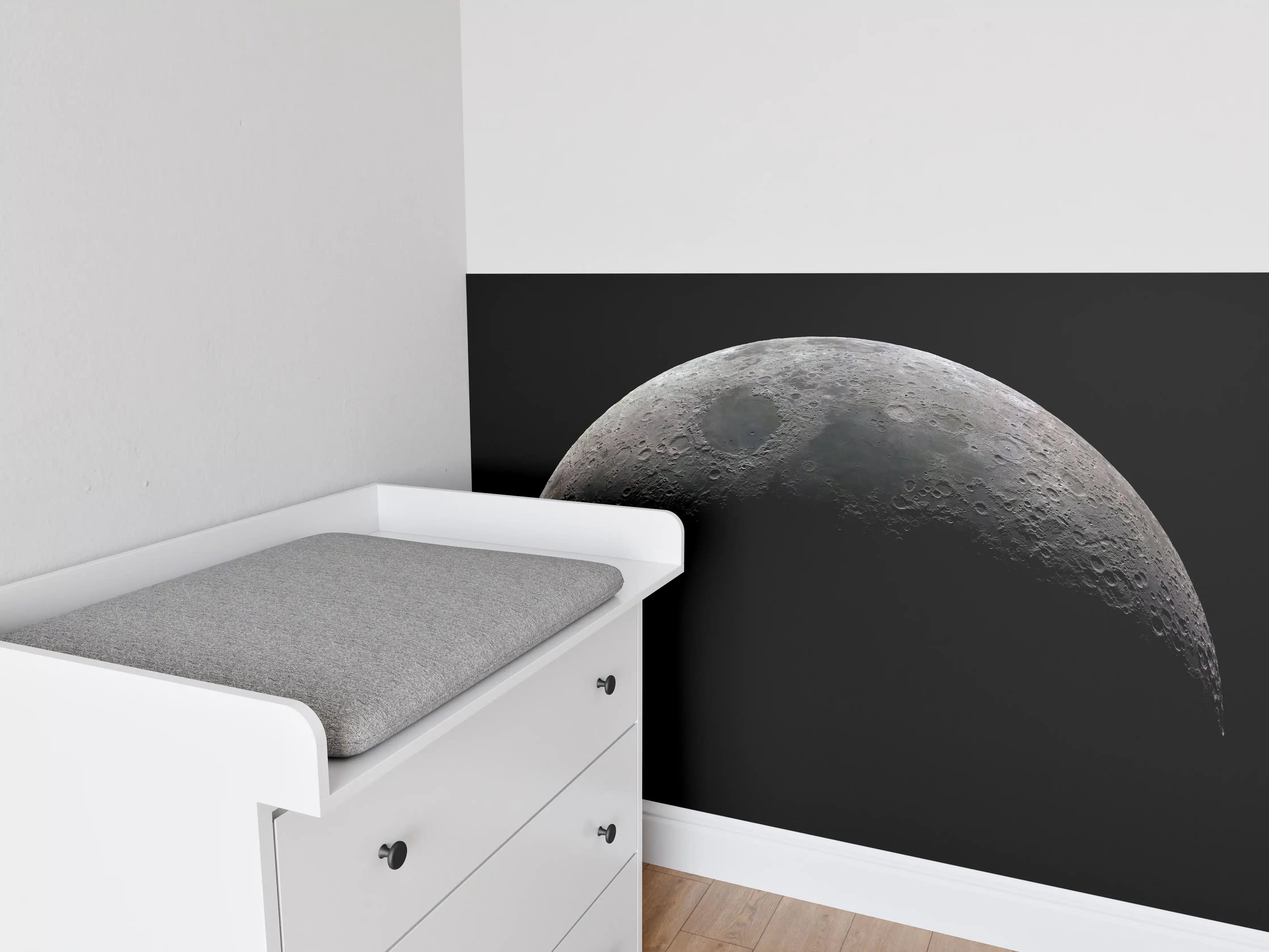 Babyzimmer Wandgestaltung - Zunehmenden Mondsichel im Weltraum