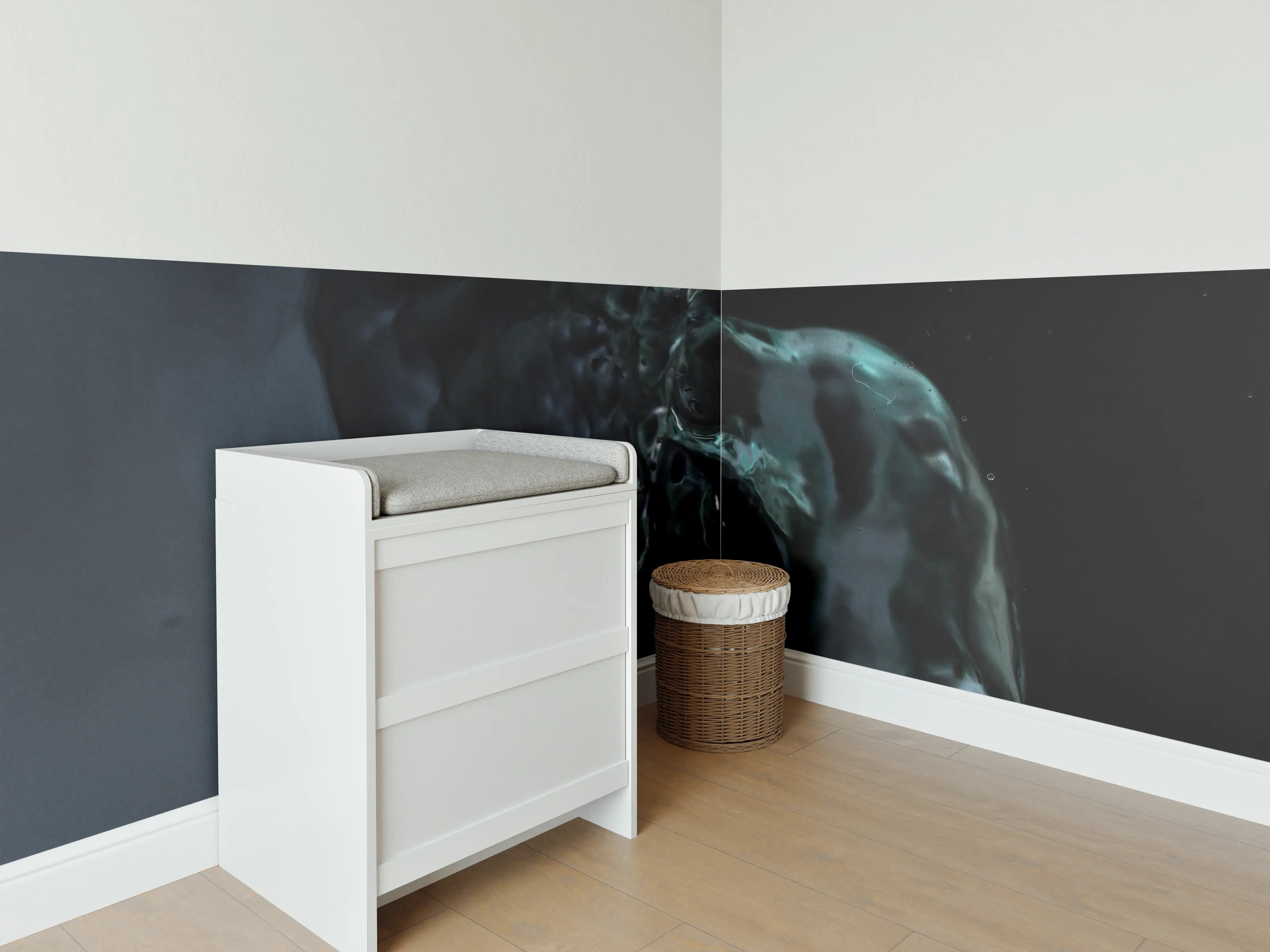 Babyzimmer Wandgestaltung - "Edler grauer Damenmantel aus Kaschmir - Winterkollektion 2022"