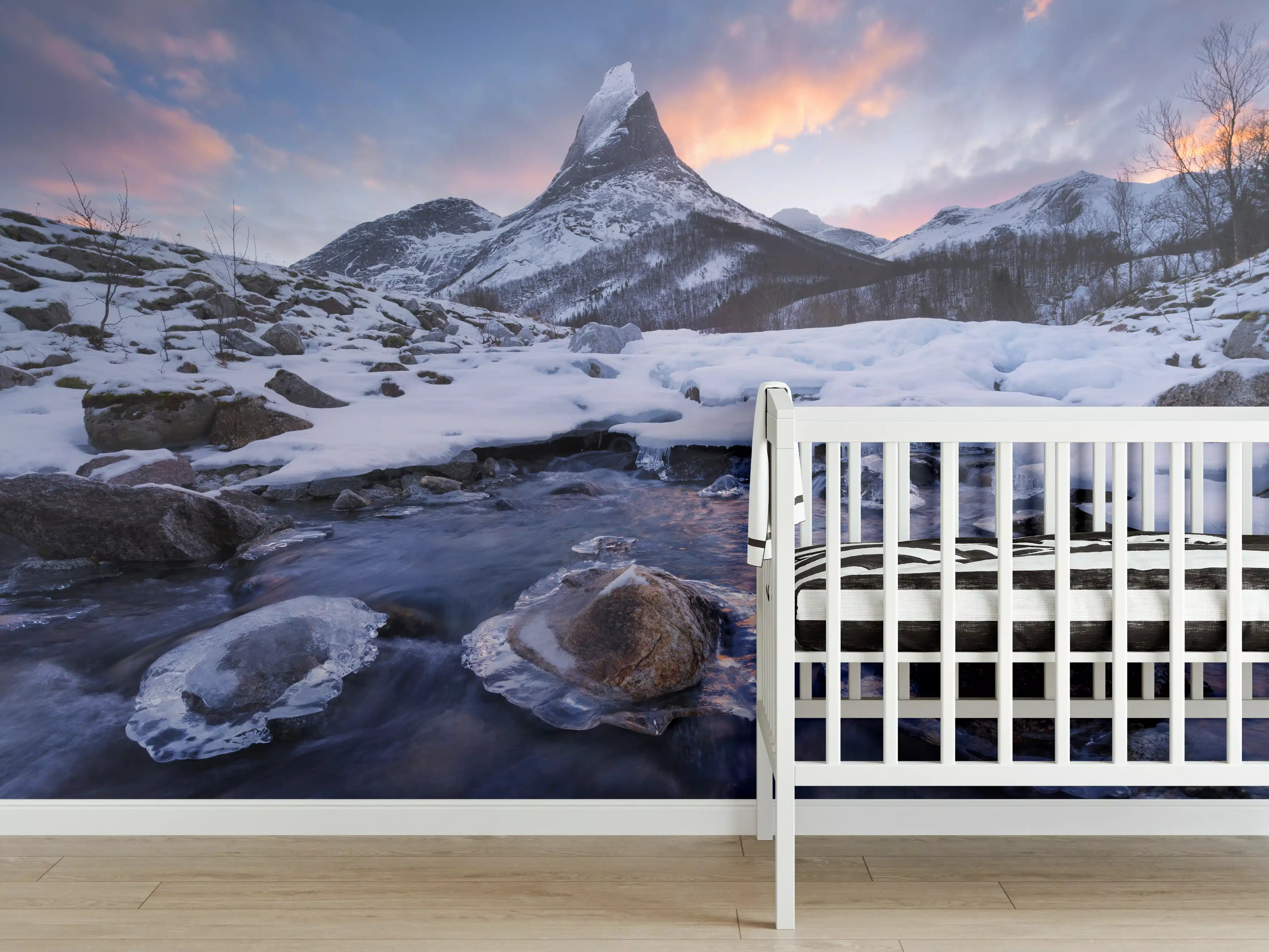 Babyzimmer Wandgestaltung - "Moderne Grau-Weiße Marmorstruktur - Wandbild Kunstdruck"