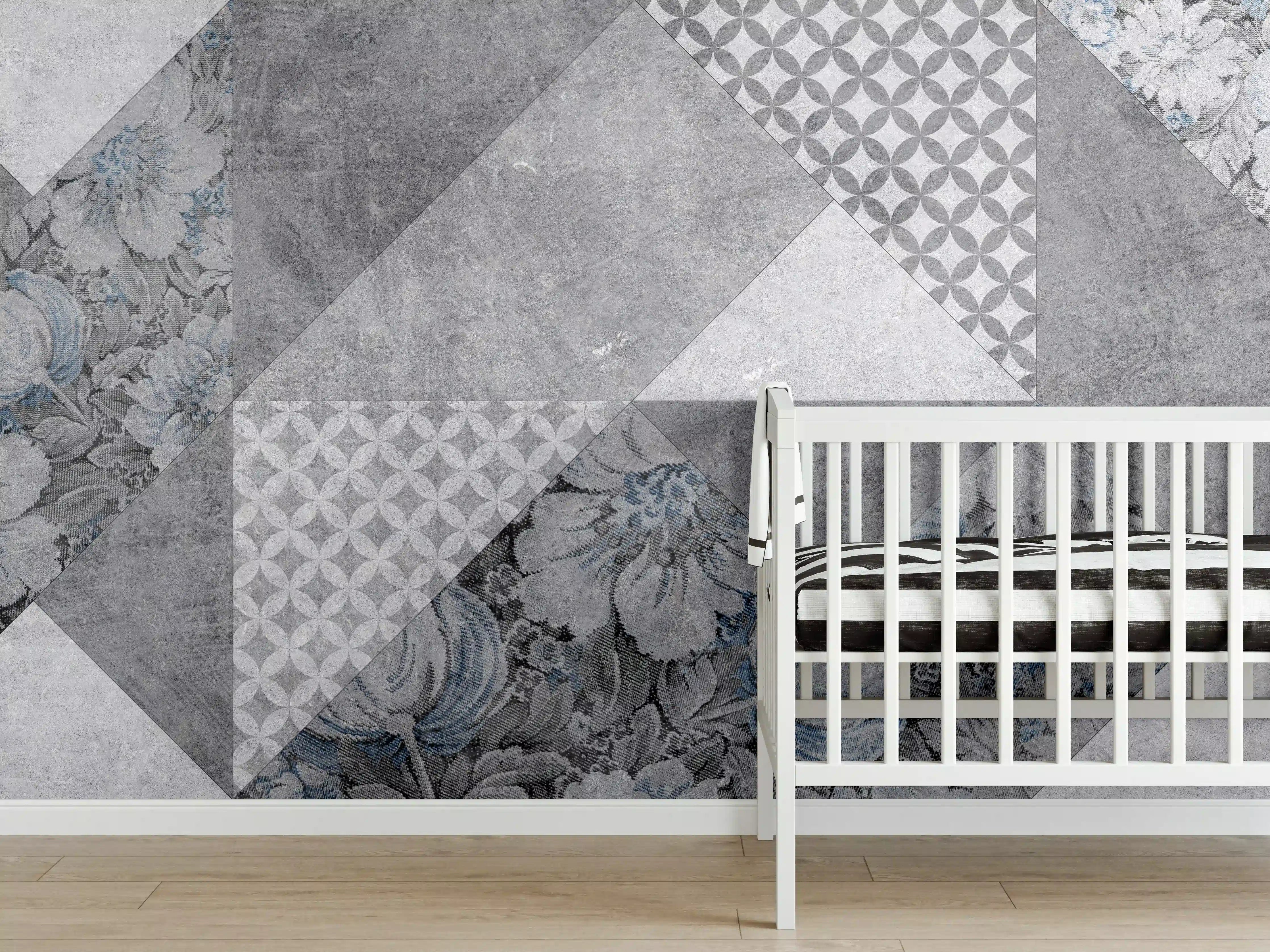 Babyzimmer Wandgestaltung - abstrakte Blumen und Marmor Textur 