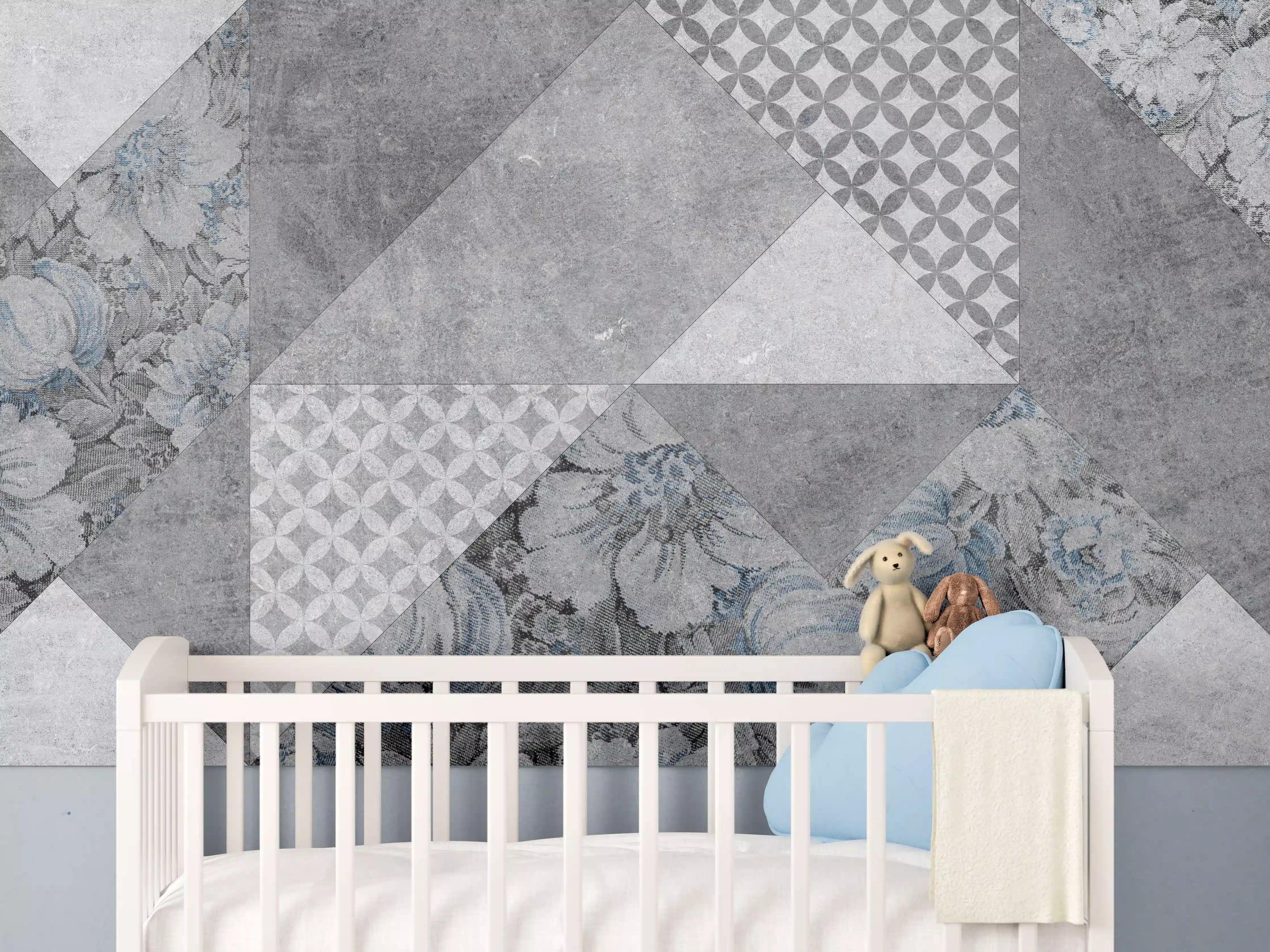 Babyzimmer Wandgestaltung - abstrakte Blumen und Marmor Textur 