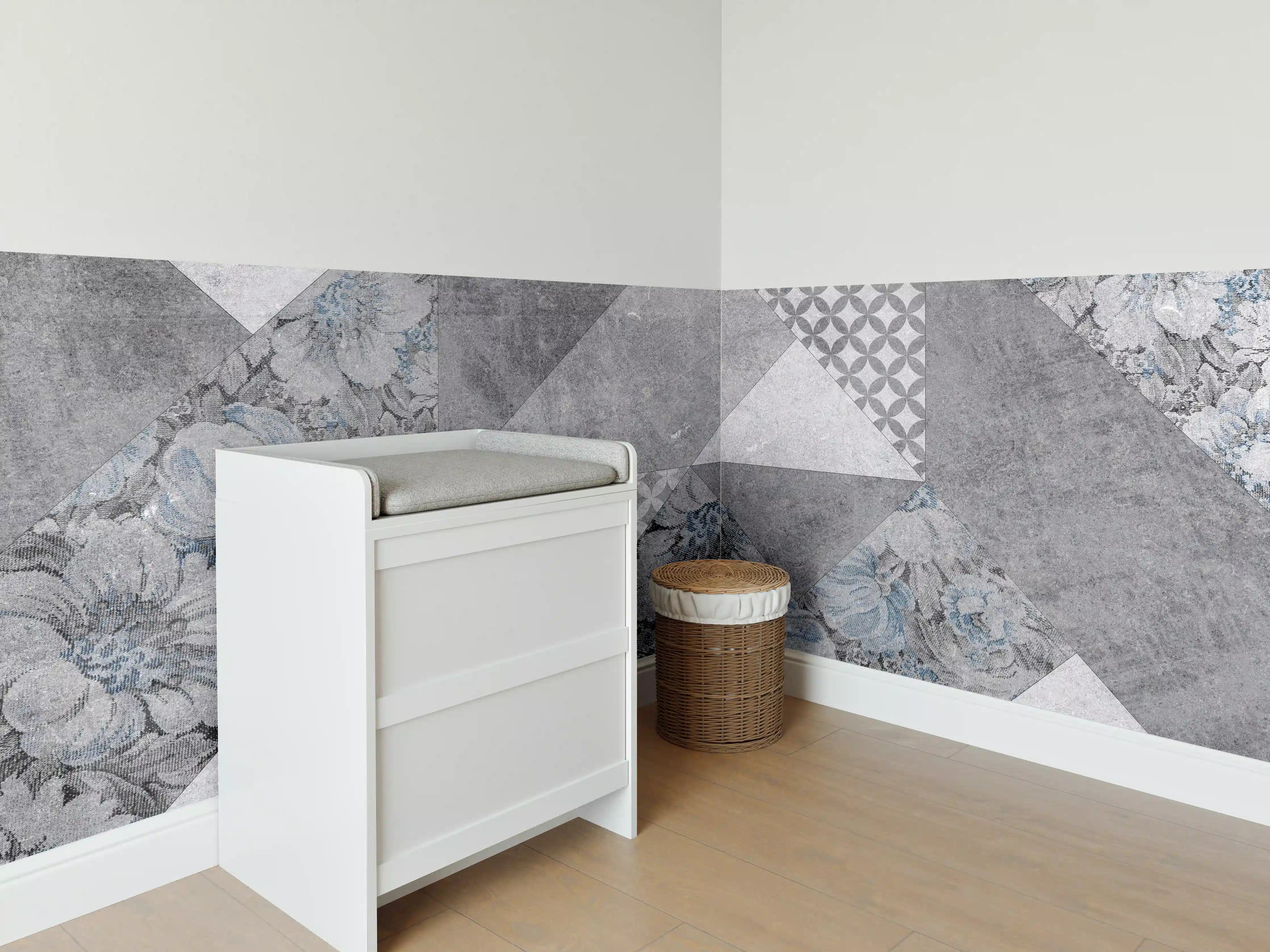 Babyzimmer Wandgestaltung - abstrakte Blumen und Marmor Textur 