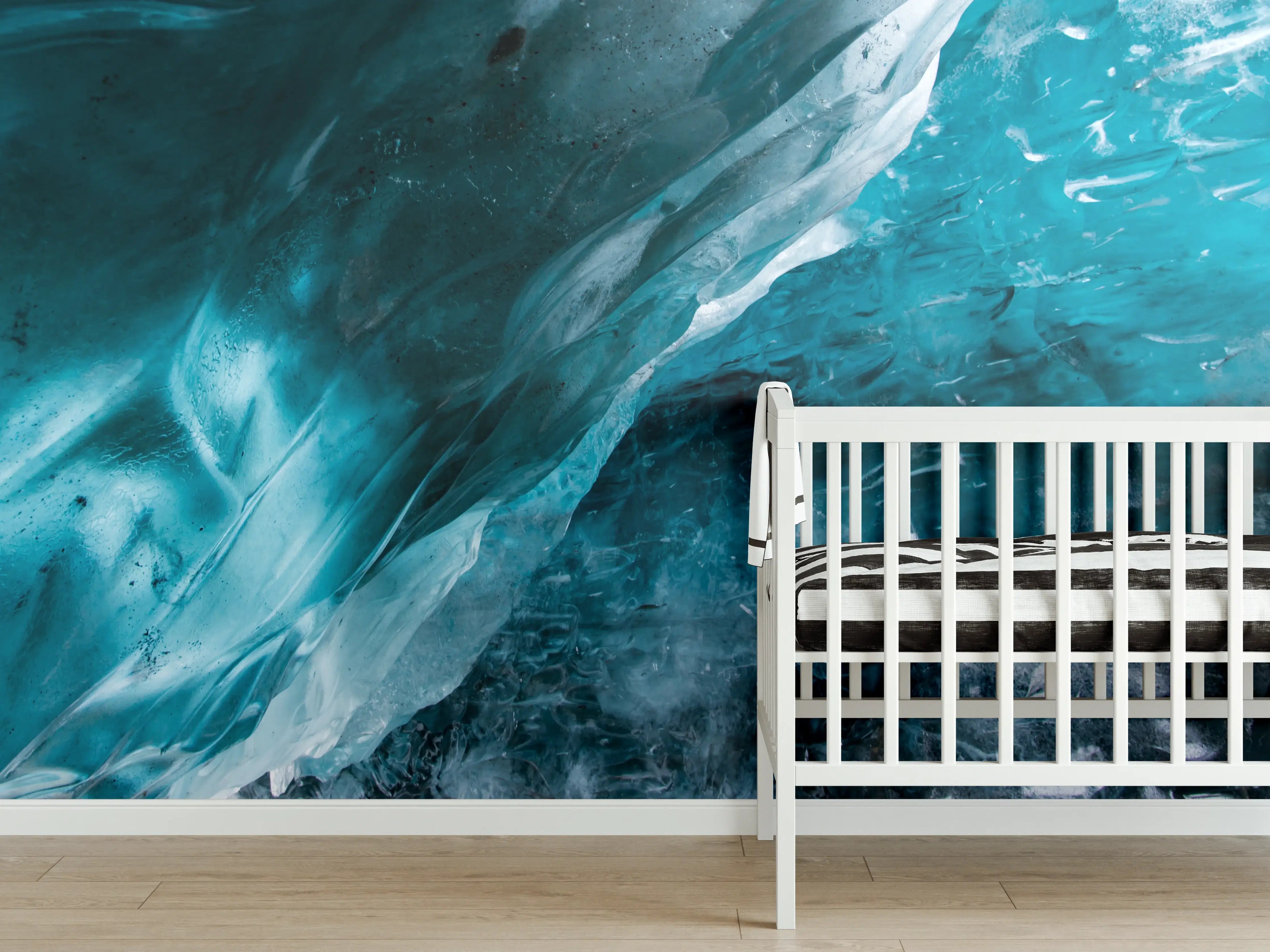 Babyzimmer Wandgestaltung - abstrakte Eis-Komposition