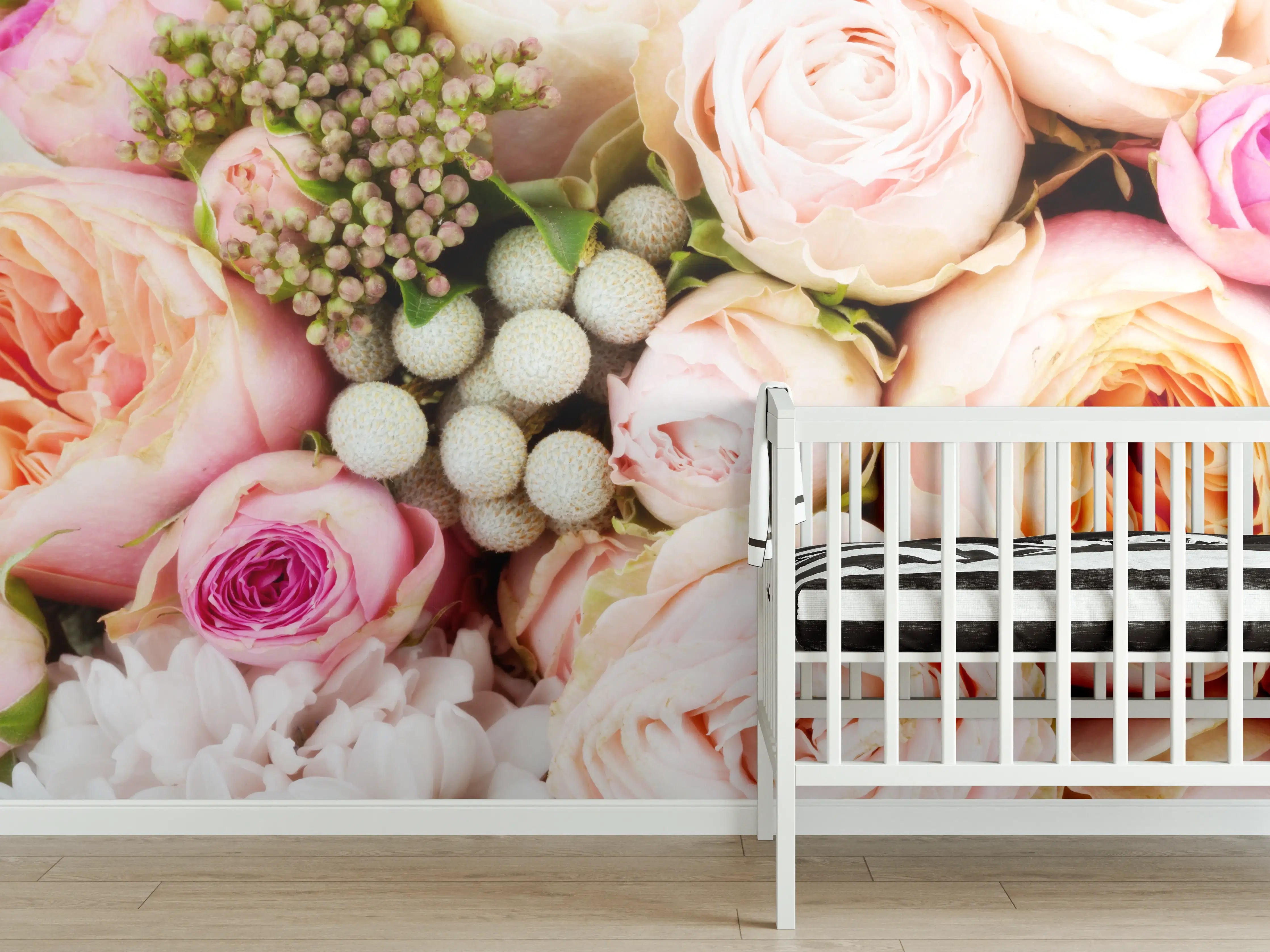 Babyzimmer Wandgestaltung - bunter sommerlicher  Blumenstrauß