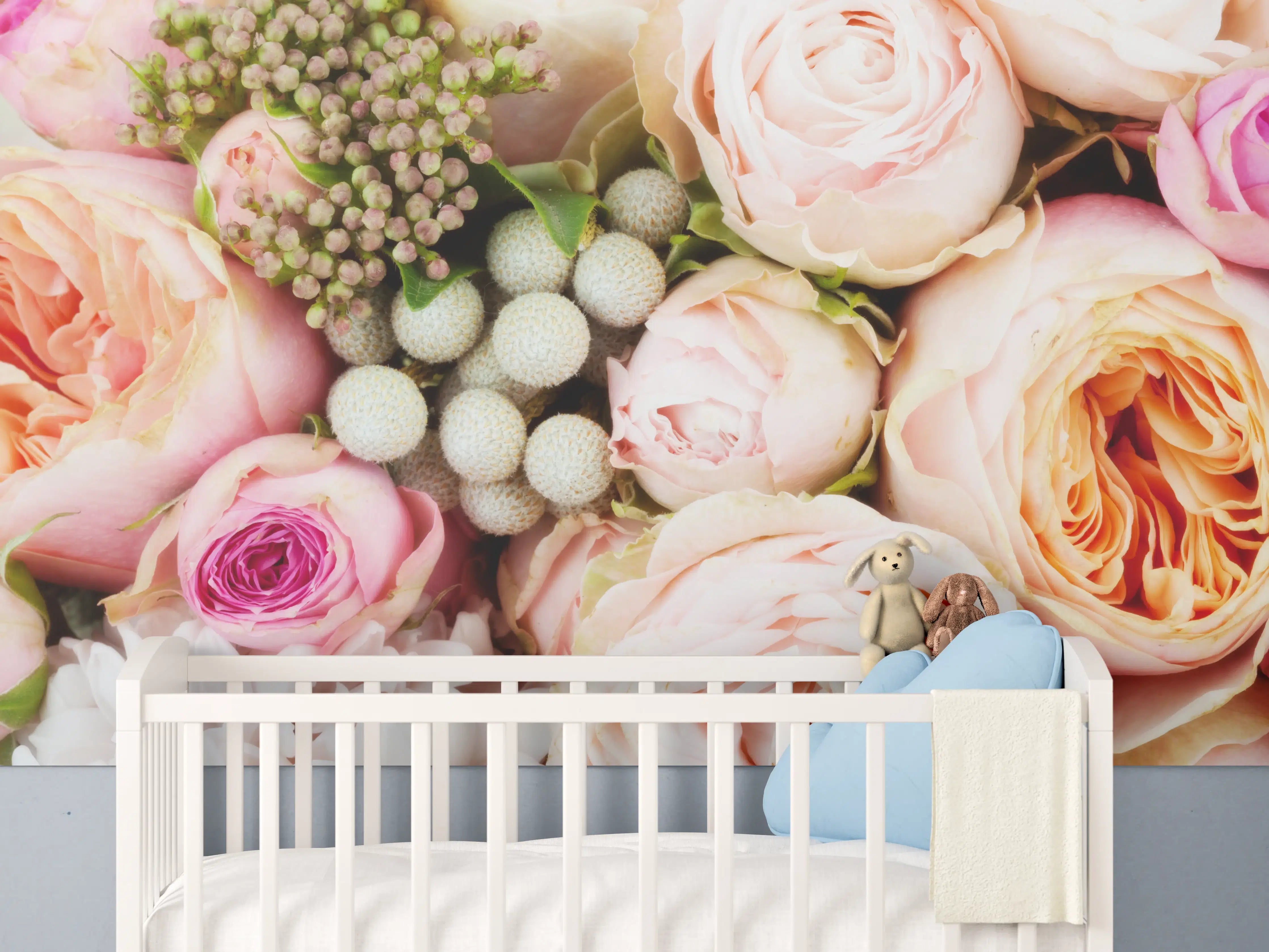 Babyzimmer Wandgestaltung - bunter sommerlicher  Blumenstrauß