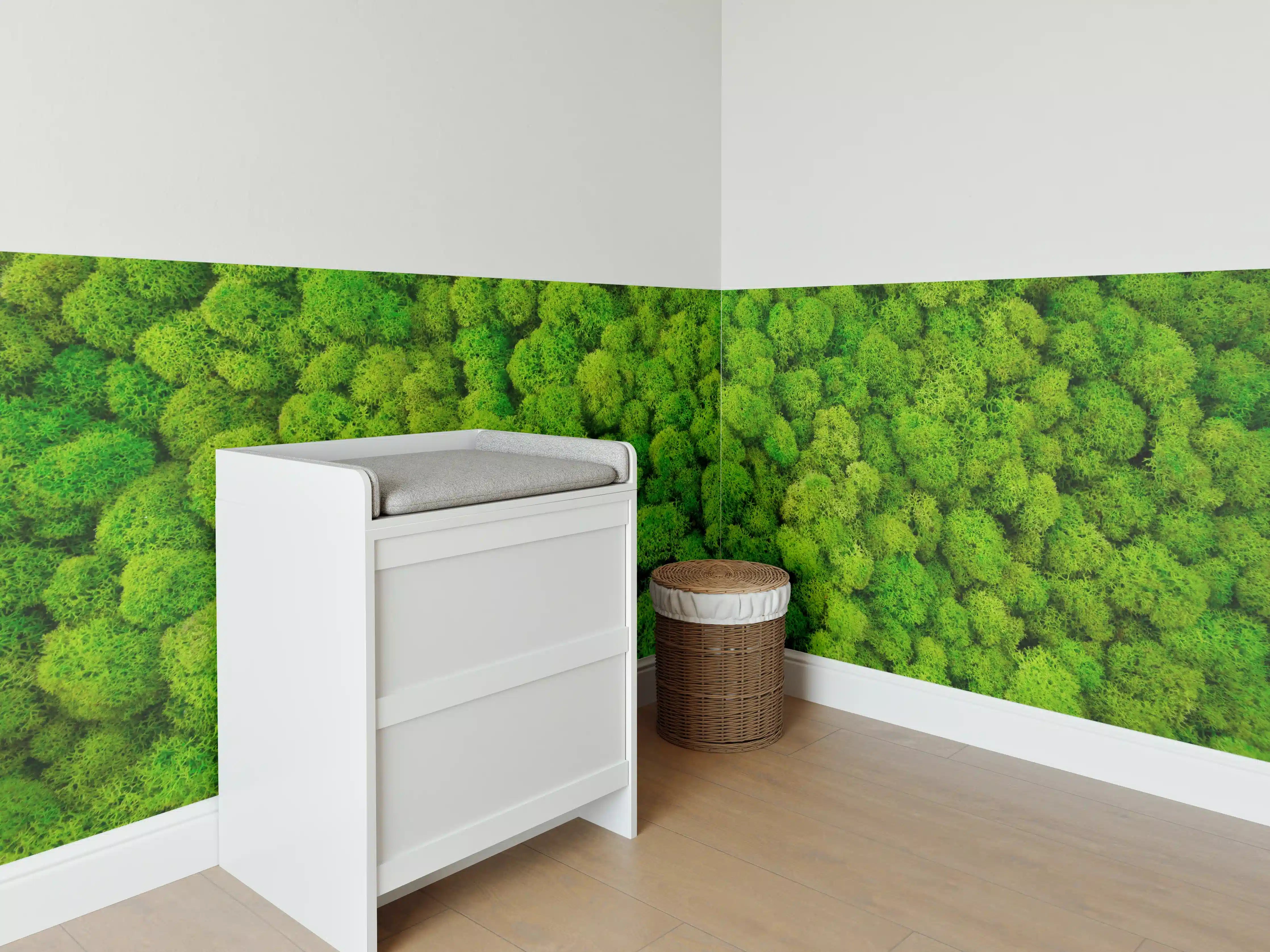 Babyzimmer Wandgestaltung - dekoratives Moos Design