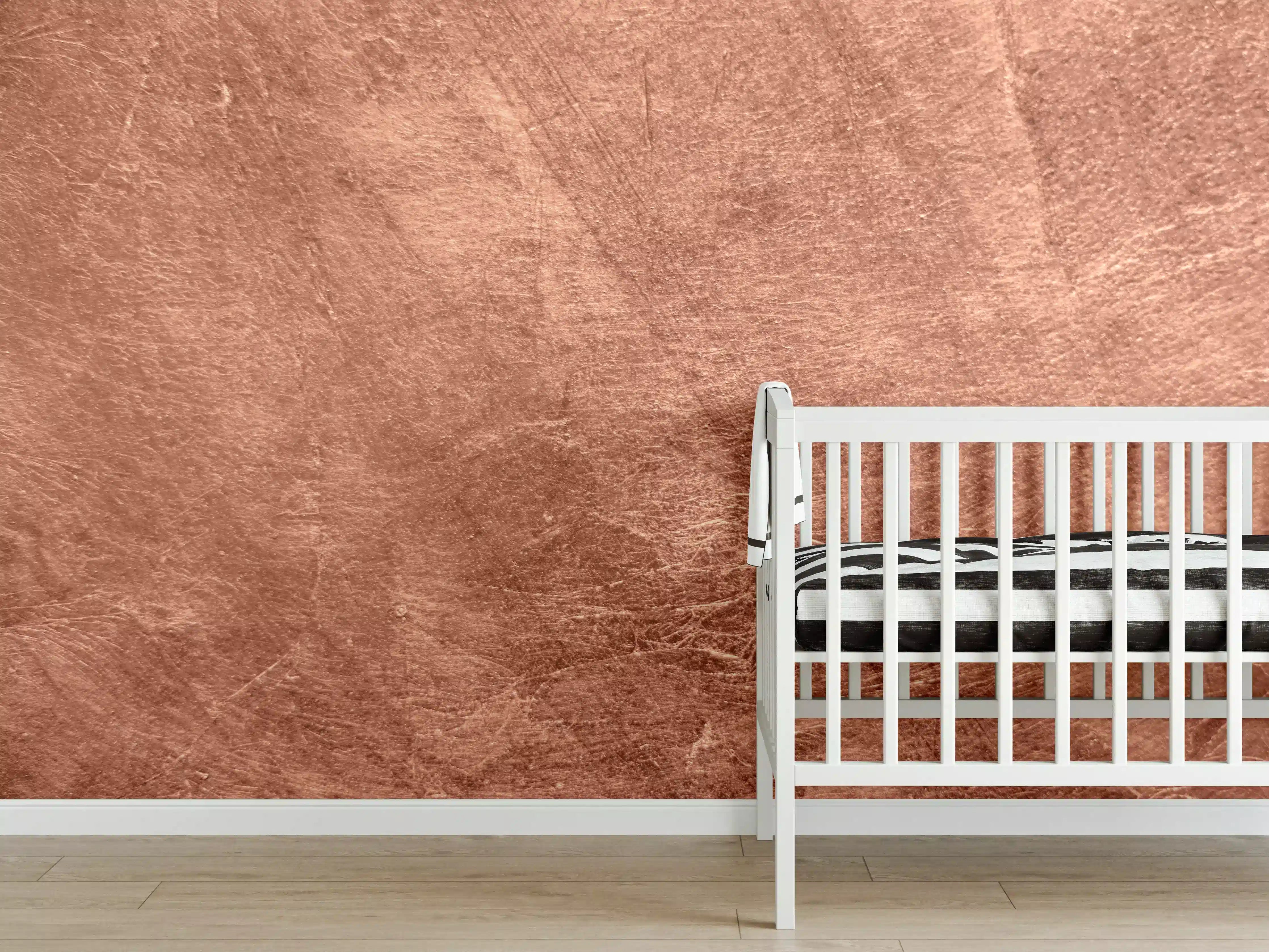 Babyzimmer Wandgestaltung - gebürstetes belichtetes Kupfer