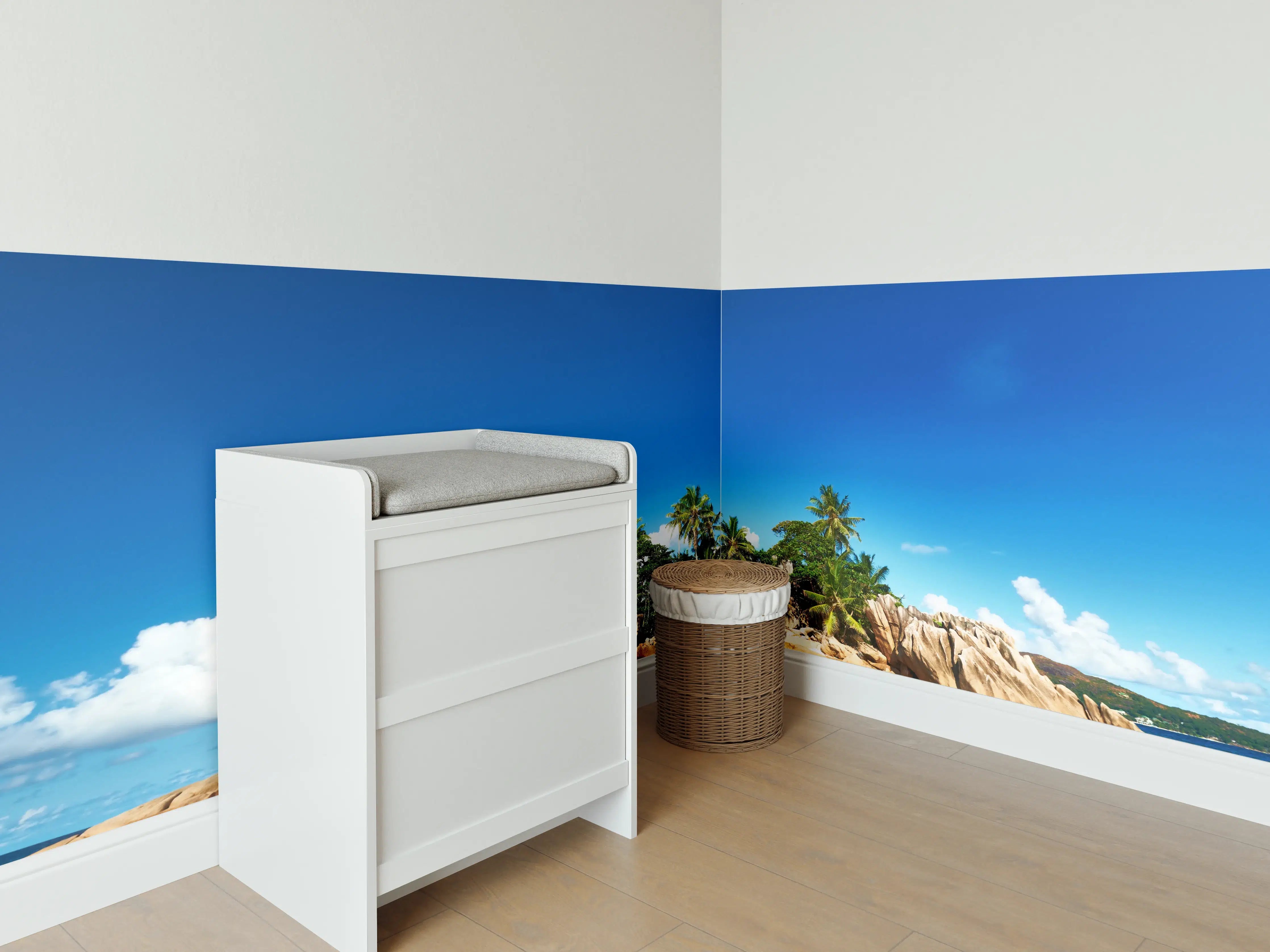 Babyzimmer Wandgestaltung - kleine tropische Insel vor Sankt Pierre