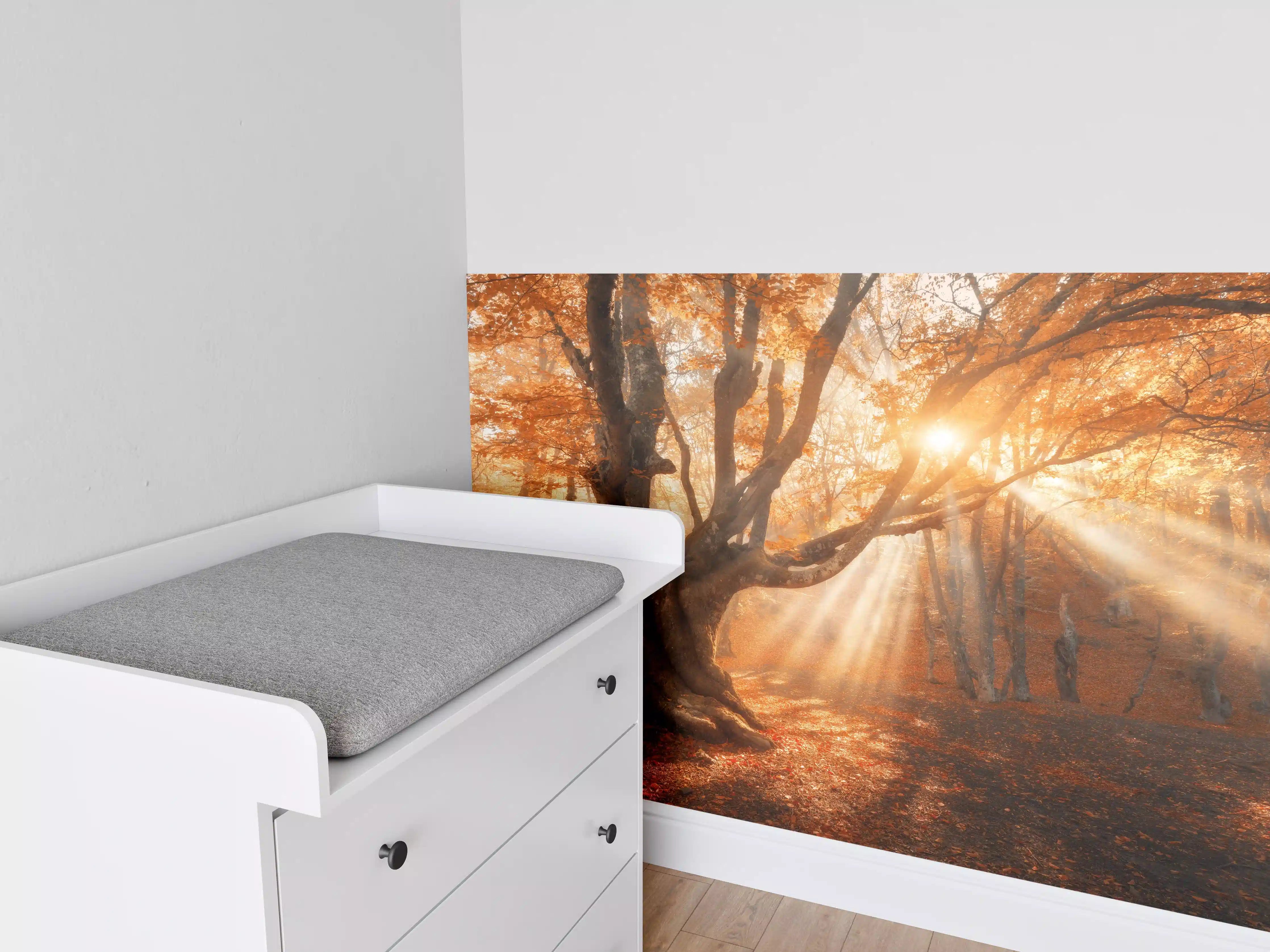 Babyzimmer Wandgestaltung - magischer alter Baum im Herbst