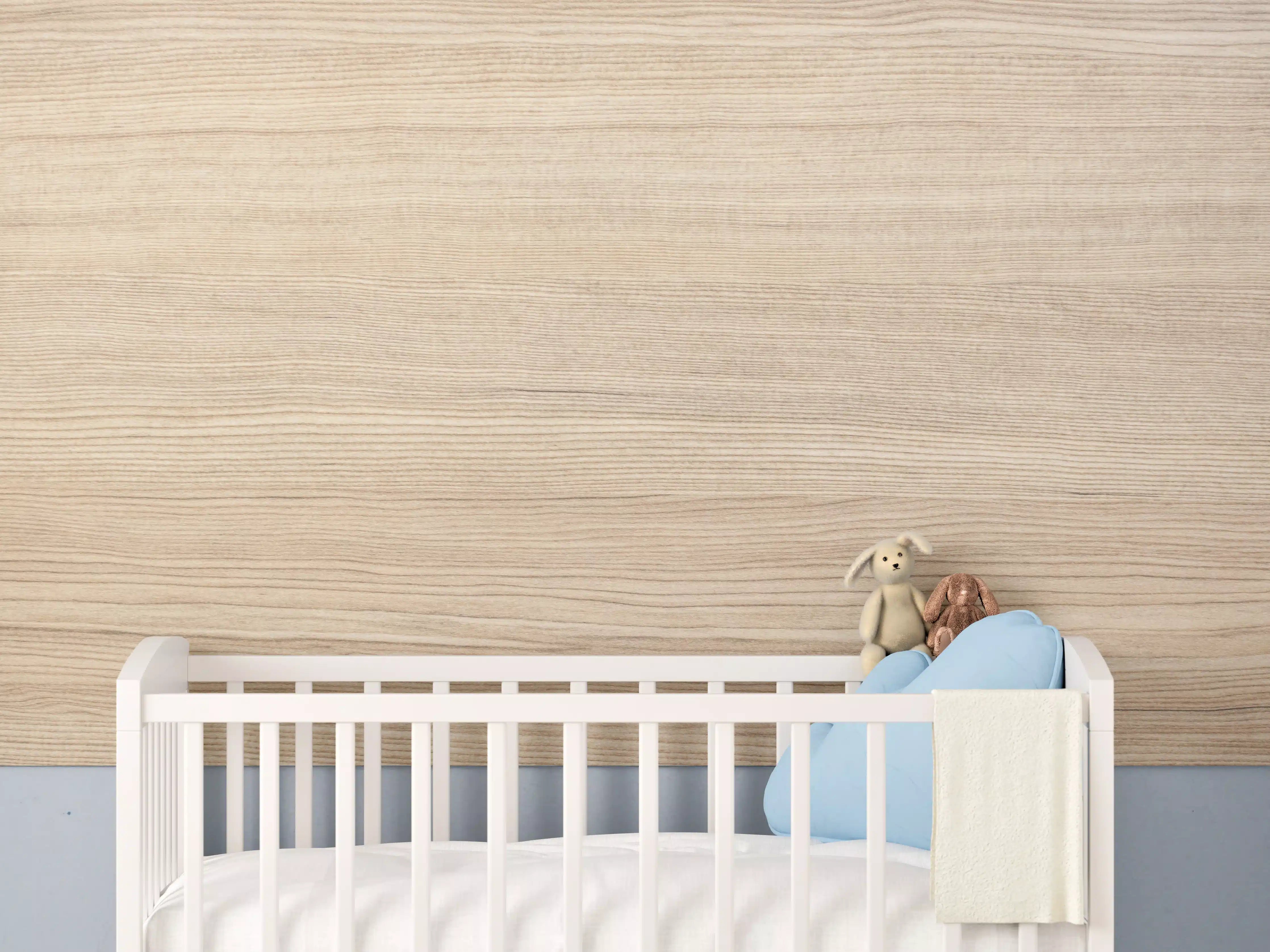 Babyzimmer Wandgestaltung - moderne Eiche Holztextur