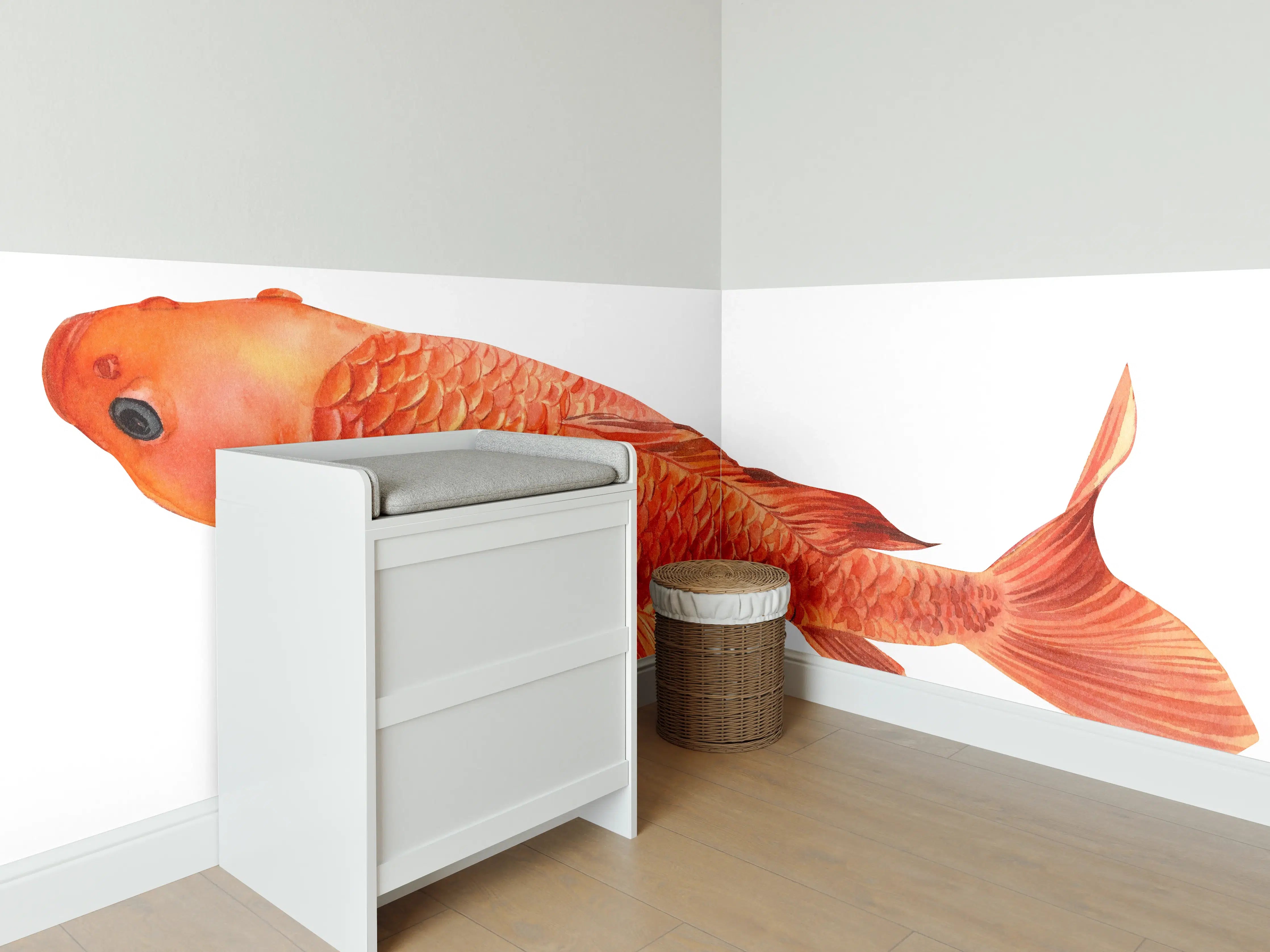 Babyzimmer Wandgestaltung - orangefarbener Koi