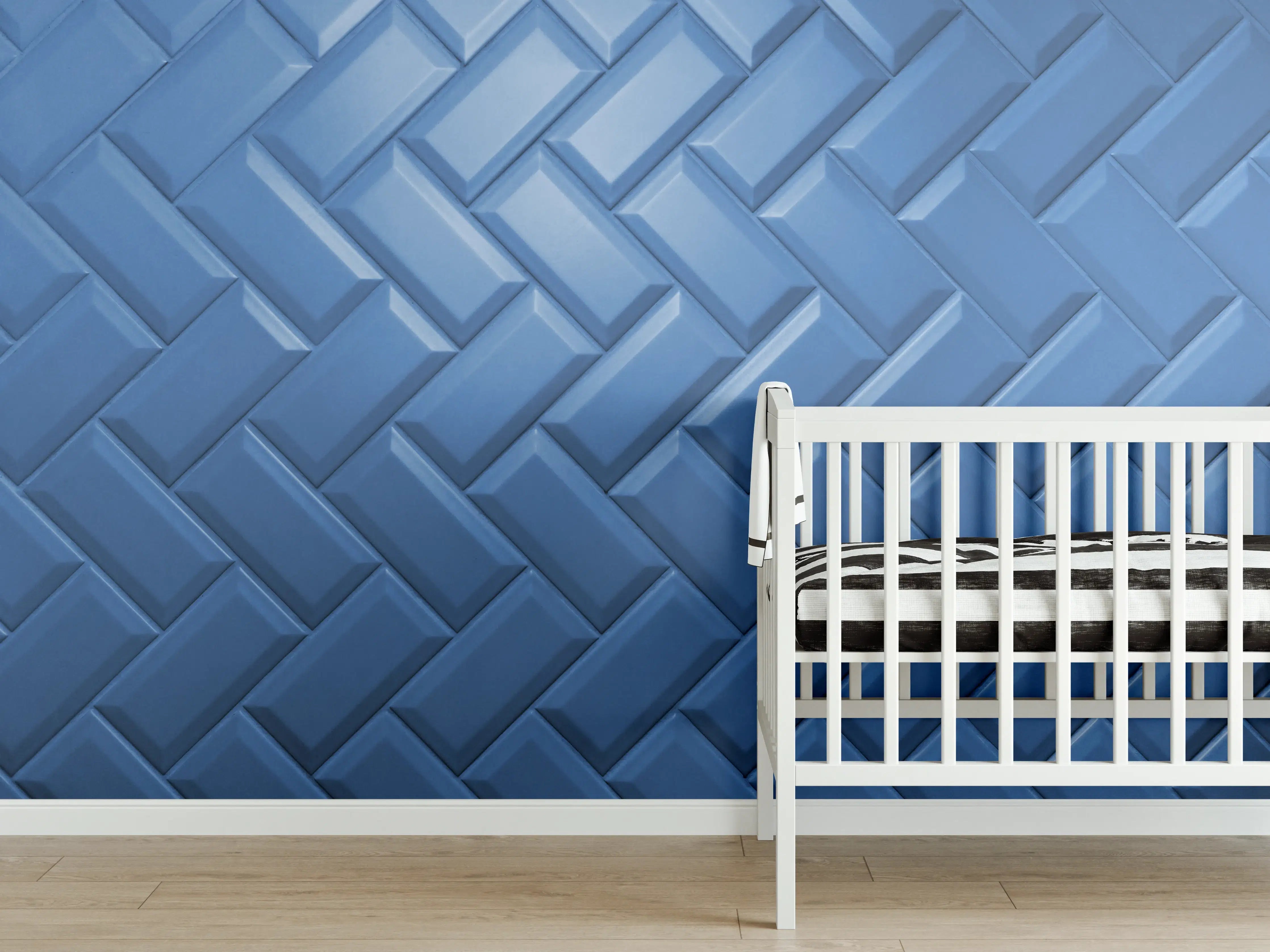 Babyzimmer Wandgestaltung - phantomblaue matte Keramikfliesen