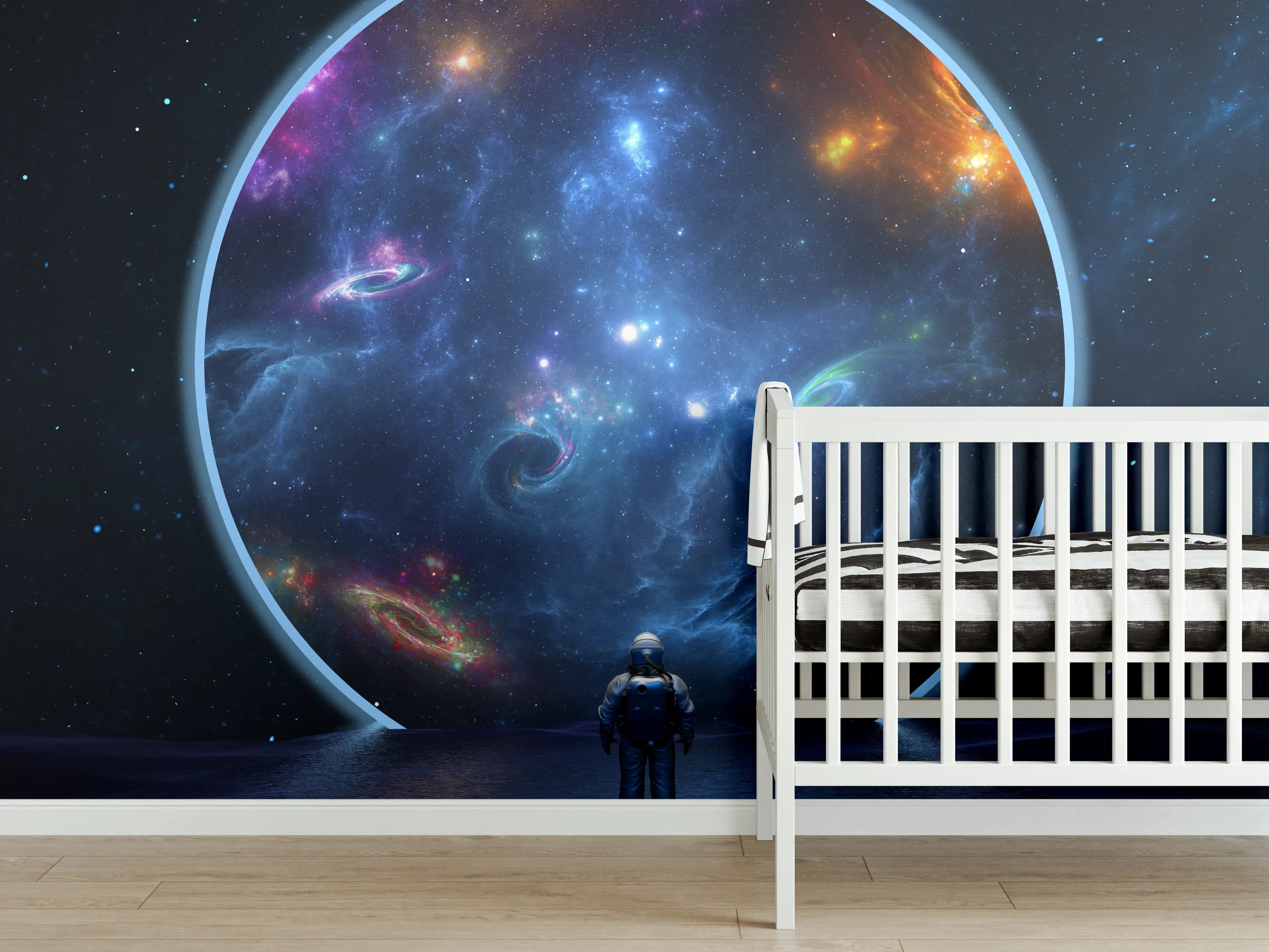 Babyzimmer Wandgestaltung - überspitze Darstellung - Weltall