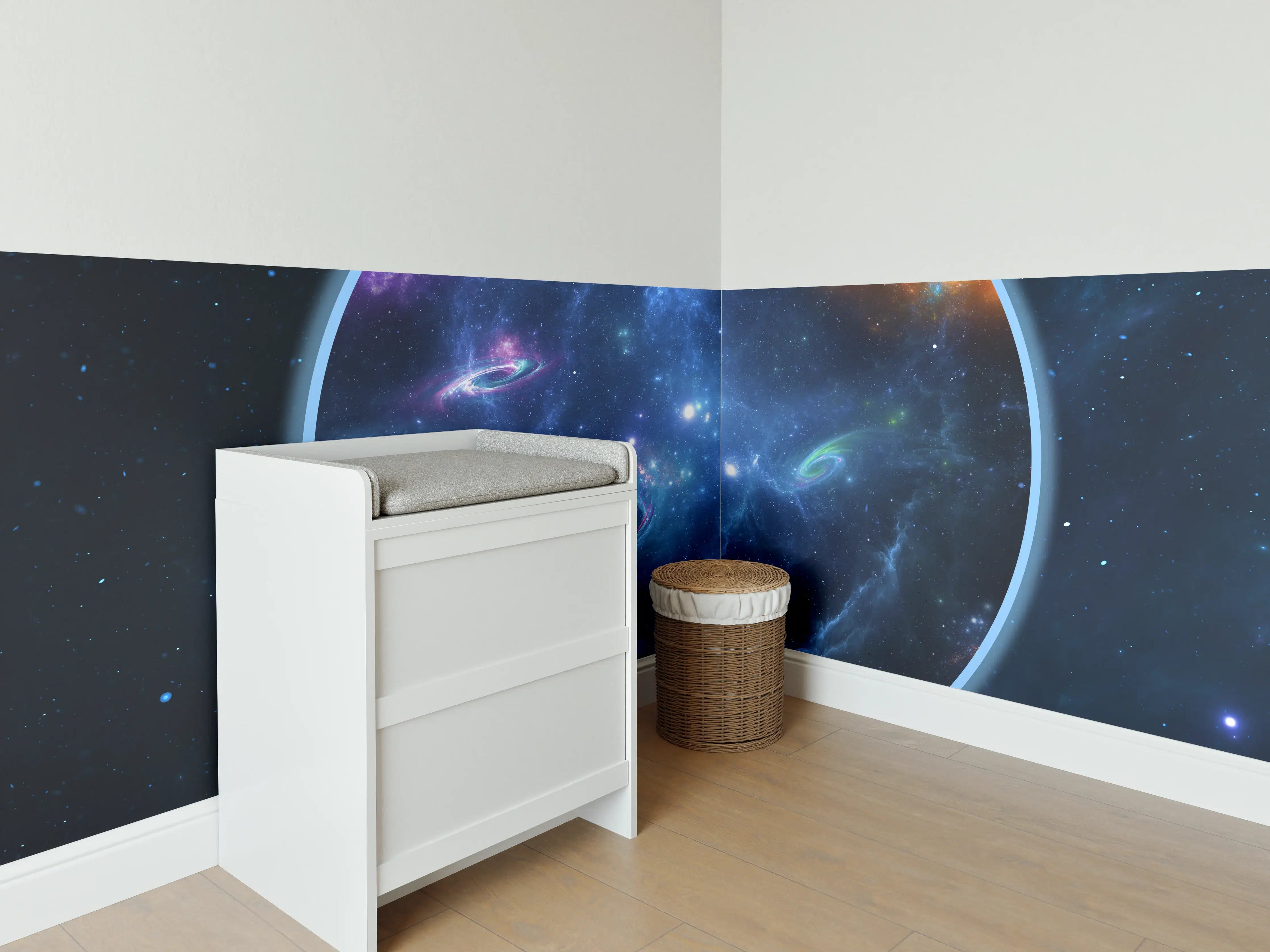 Babyzimmer Wandgestaltung - überspitze Darstellung - Weltall