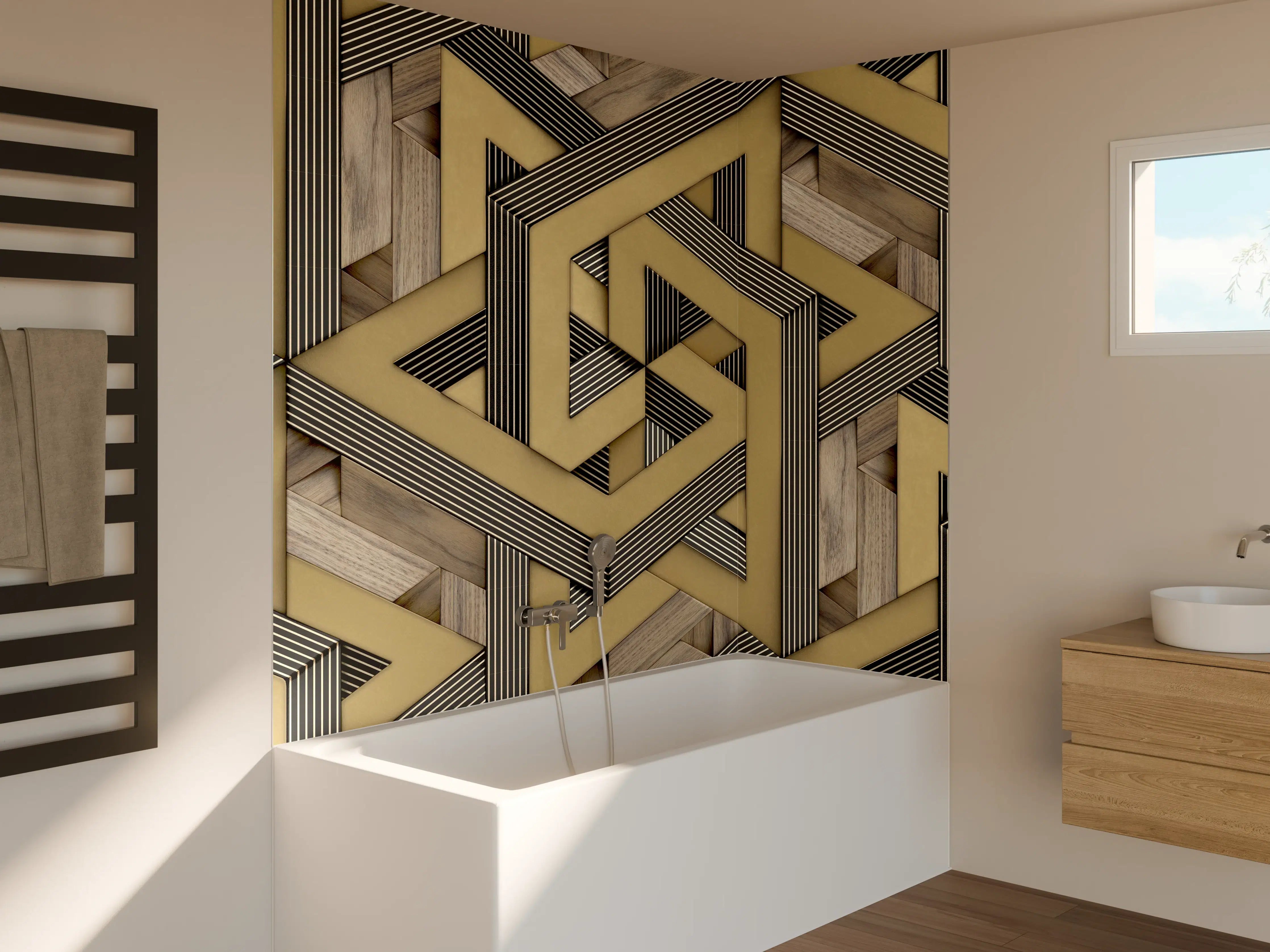 Badewannen-Rückwand - 3D- Tapeten Muster - Mosaik