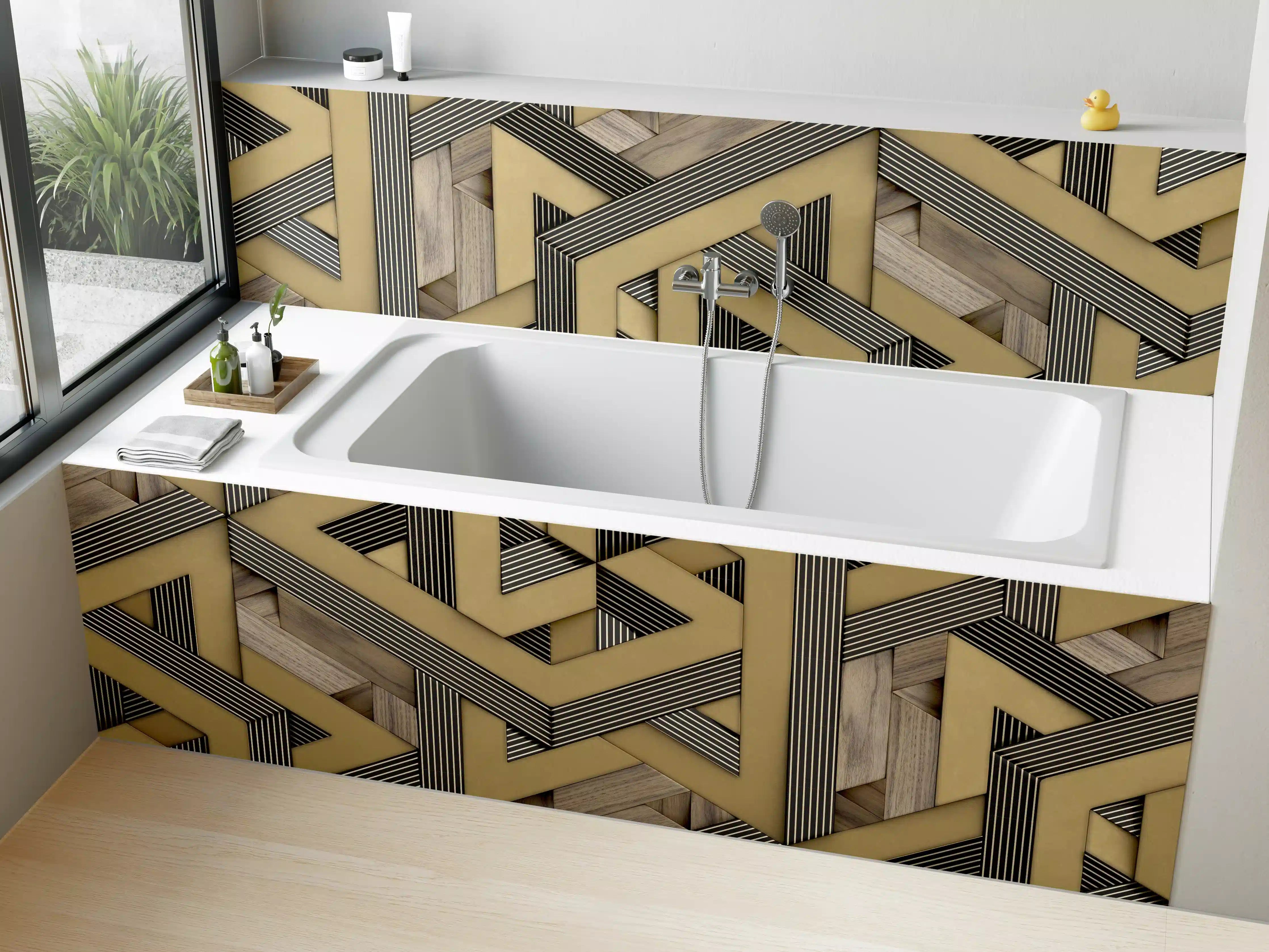 Badewannen-Rückwand - 3D- Tapeten Muster - Mosaik