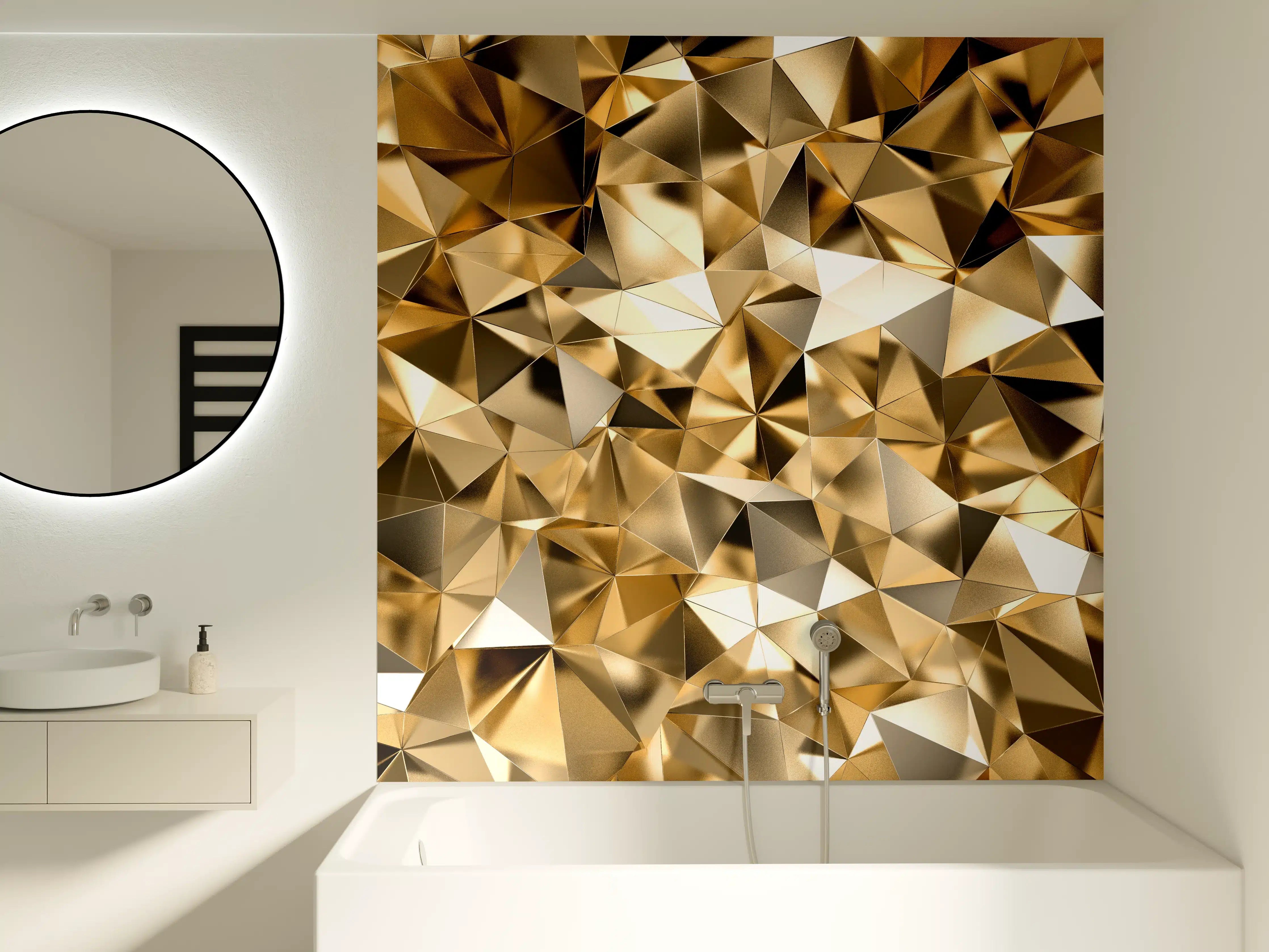 Badewannen-Rückwand - 3D Goldenes Kristall Design