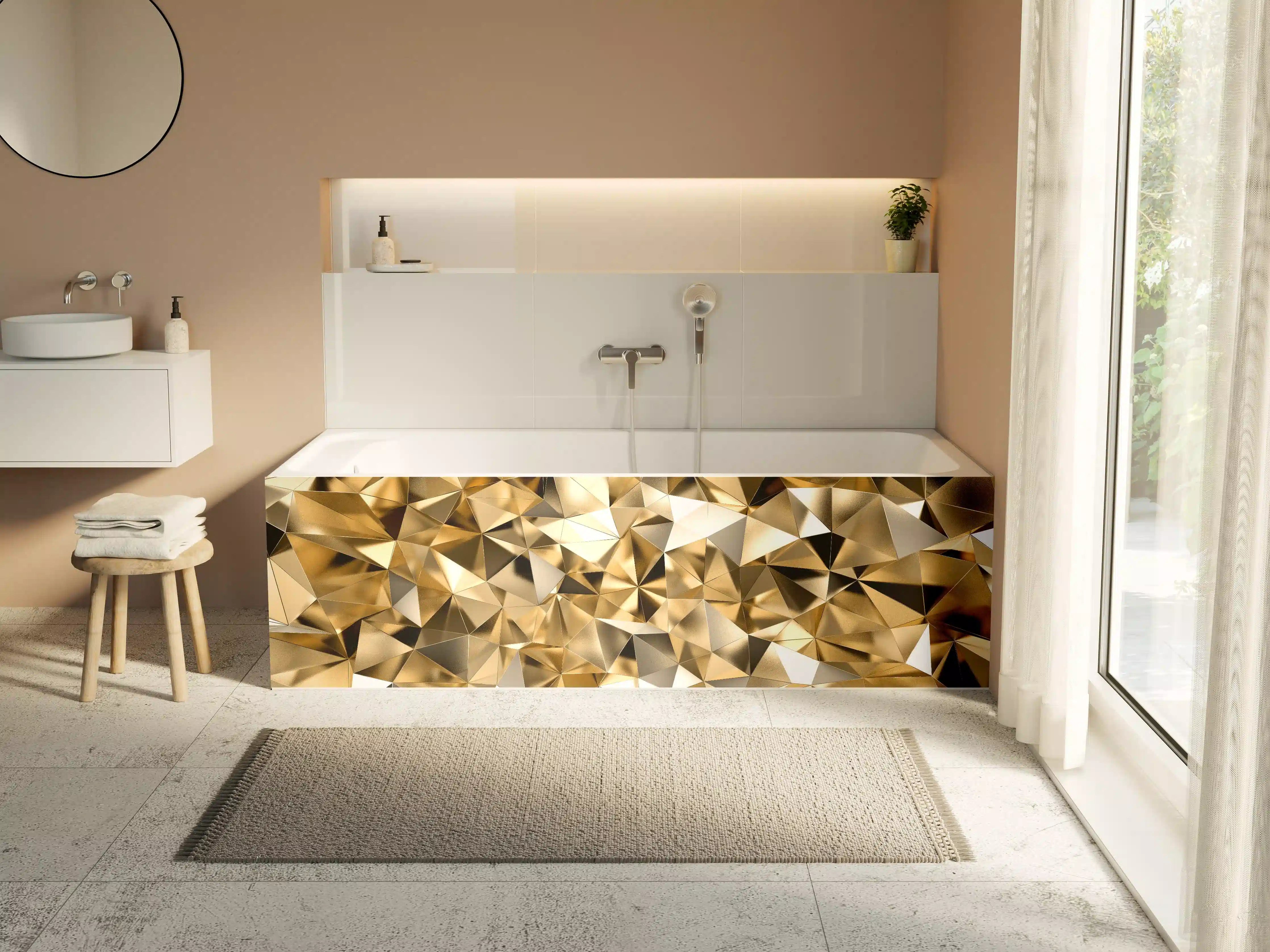 Badewannen-Rückwand - 3D Goldenes Kristall Design